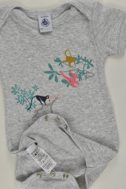 Petit Bateau Size 000 (3 months, 60 cm) Jungle Bodysuit