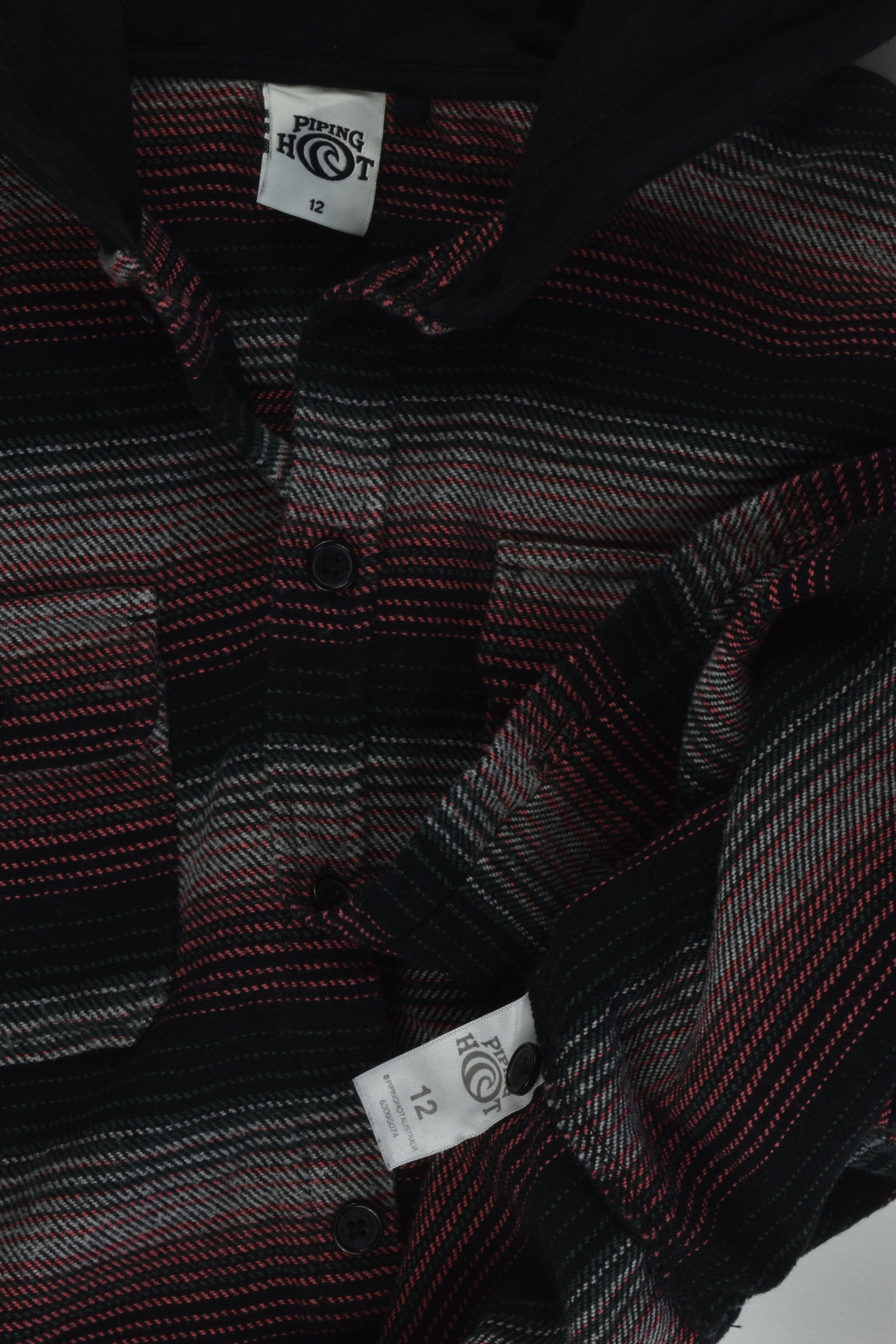 Piping Hot Size 12 Flannel Shirt with Hood