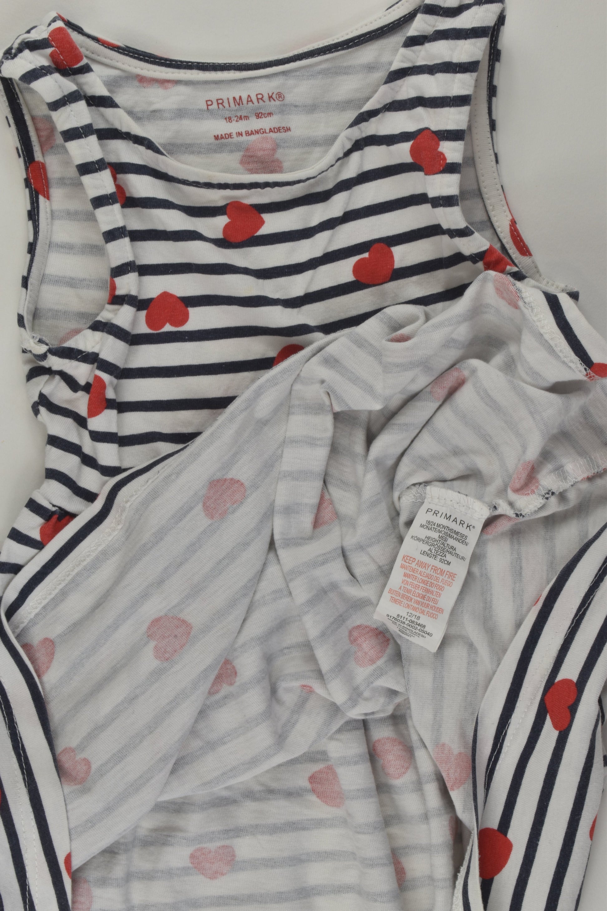 Primark Size 2 Love Hearts and Stripes Dress