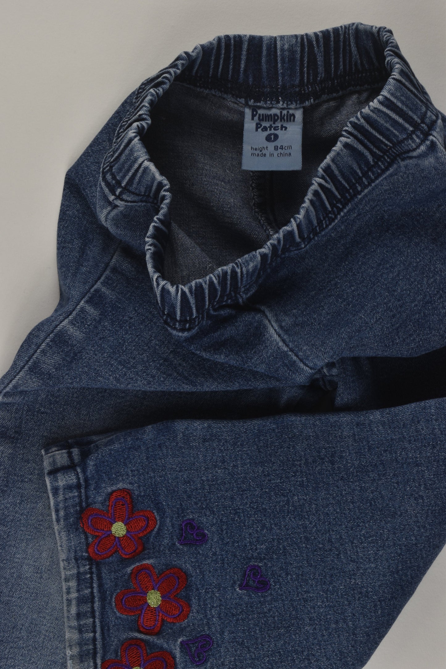 Pumpkin Patch Size 1 Embroidery Stretchy Denim Pants