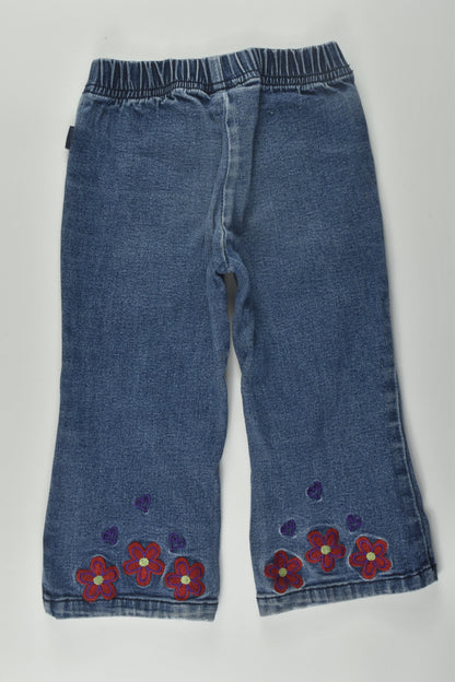 Pumpkin Patch Size 1 Embroidery Stretchy Denim Pants