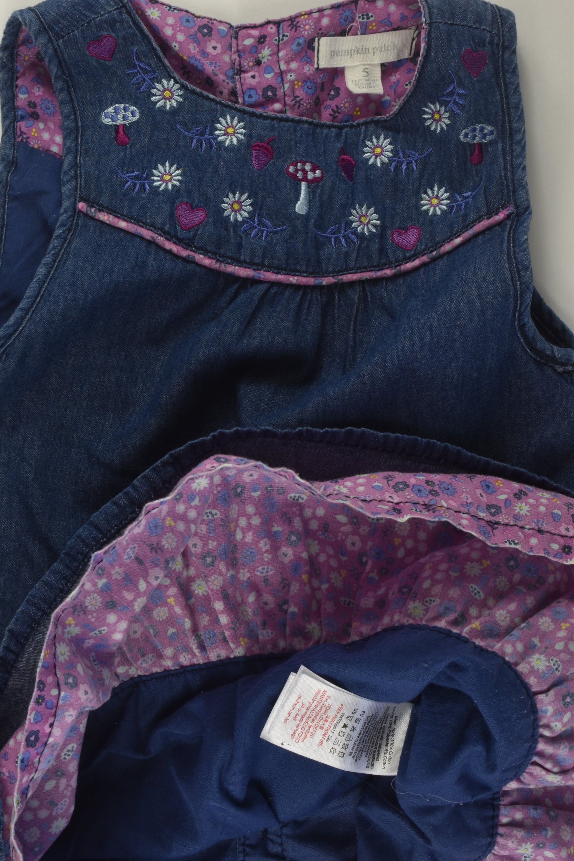 Pumpkin Patch Size 5 Embroidery Denim Dress