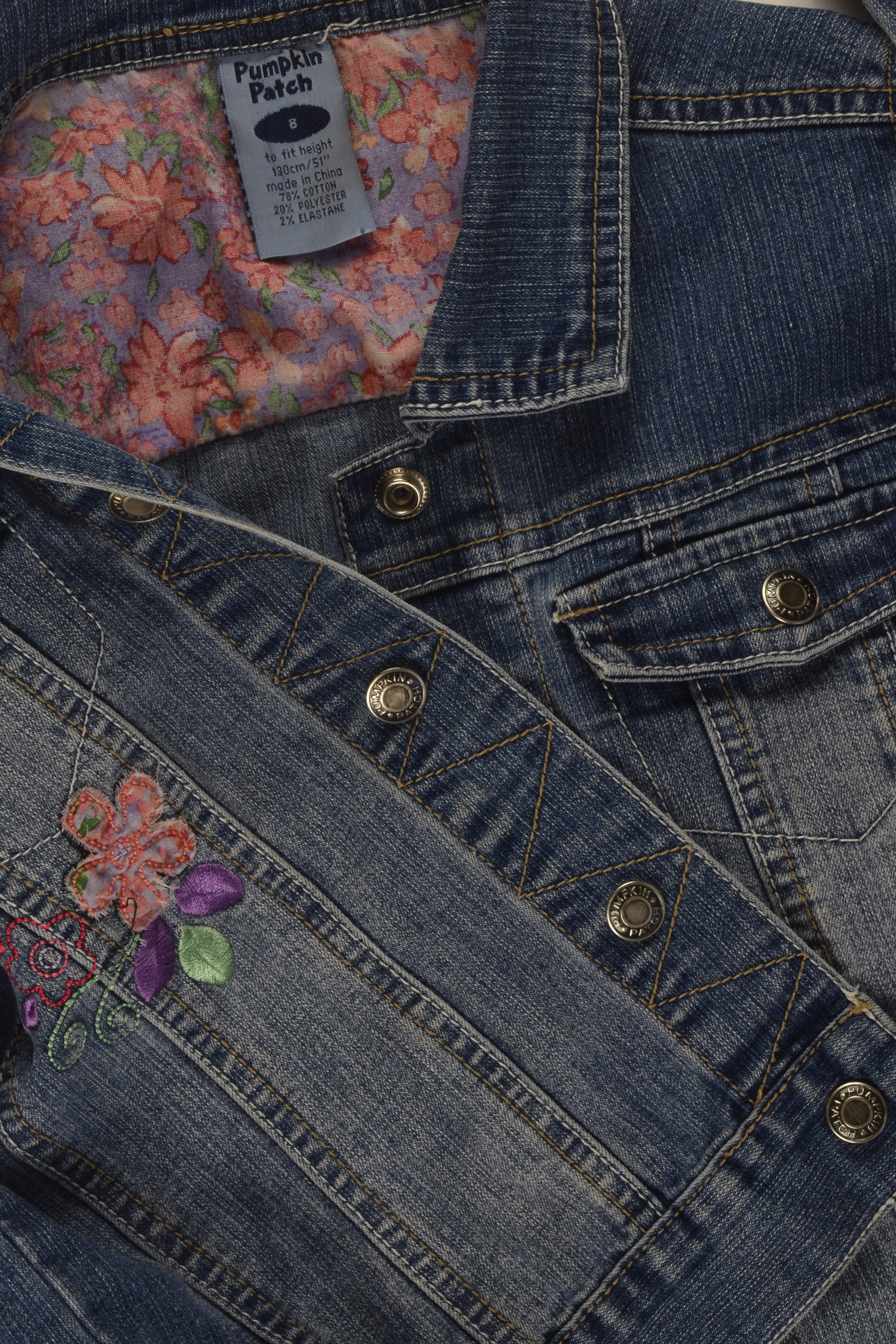 Pumpkin Patch Size 8 Embroidery Denim Jacket