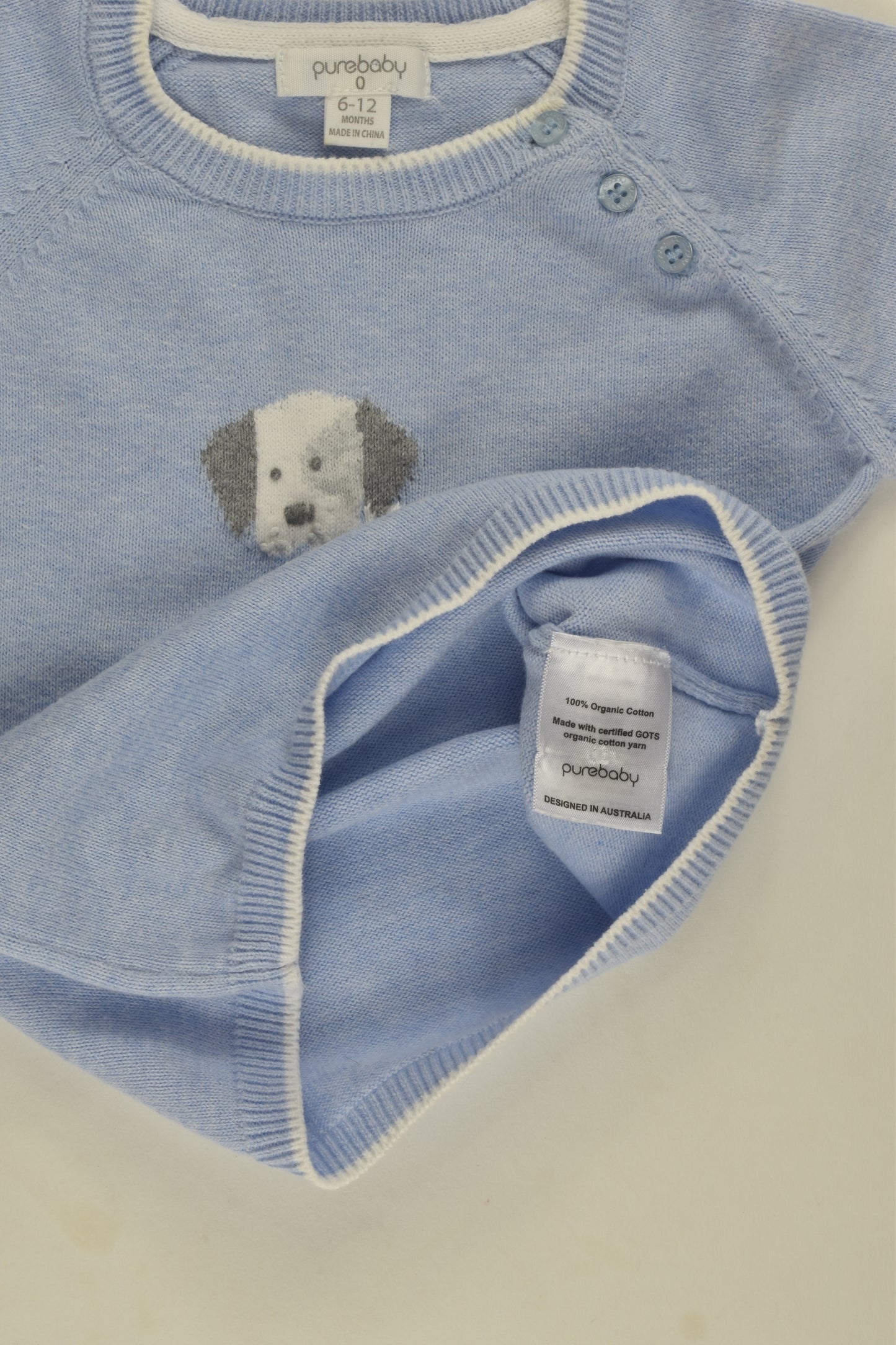 Purebaby Size 0 Dog Knit Jumper