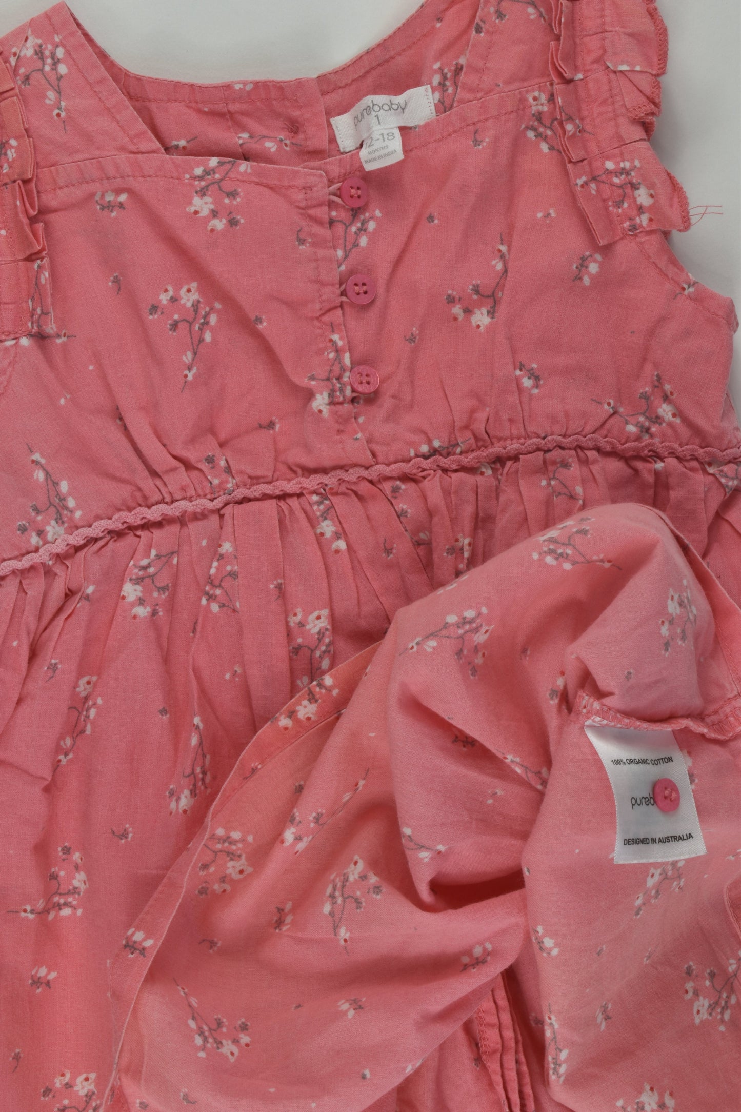 Purebaby Size 1 Floral Dress