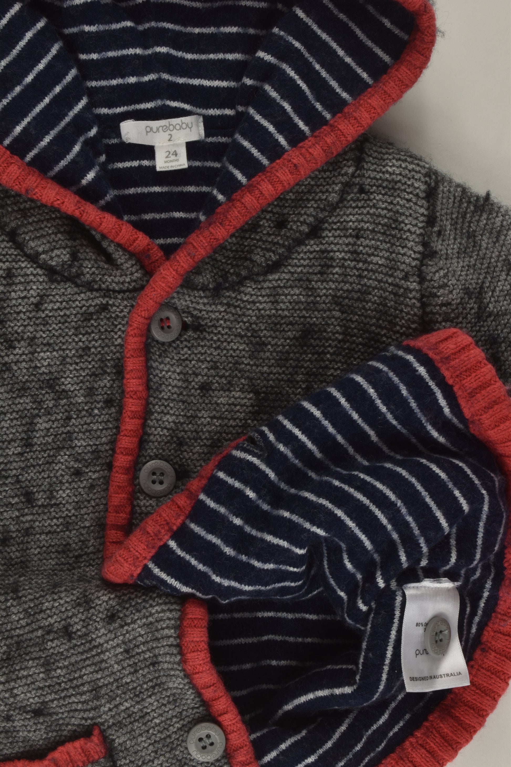 Purebaby Size 2 Wool Blend Knit Jumper