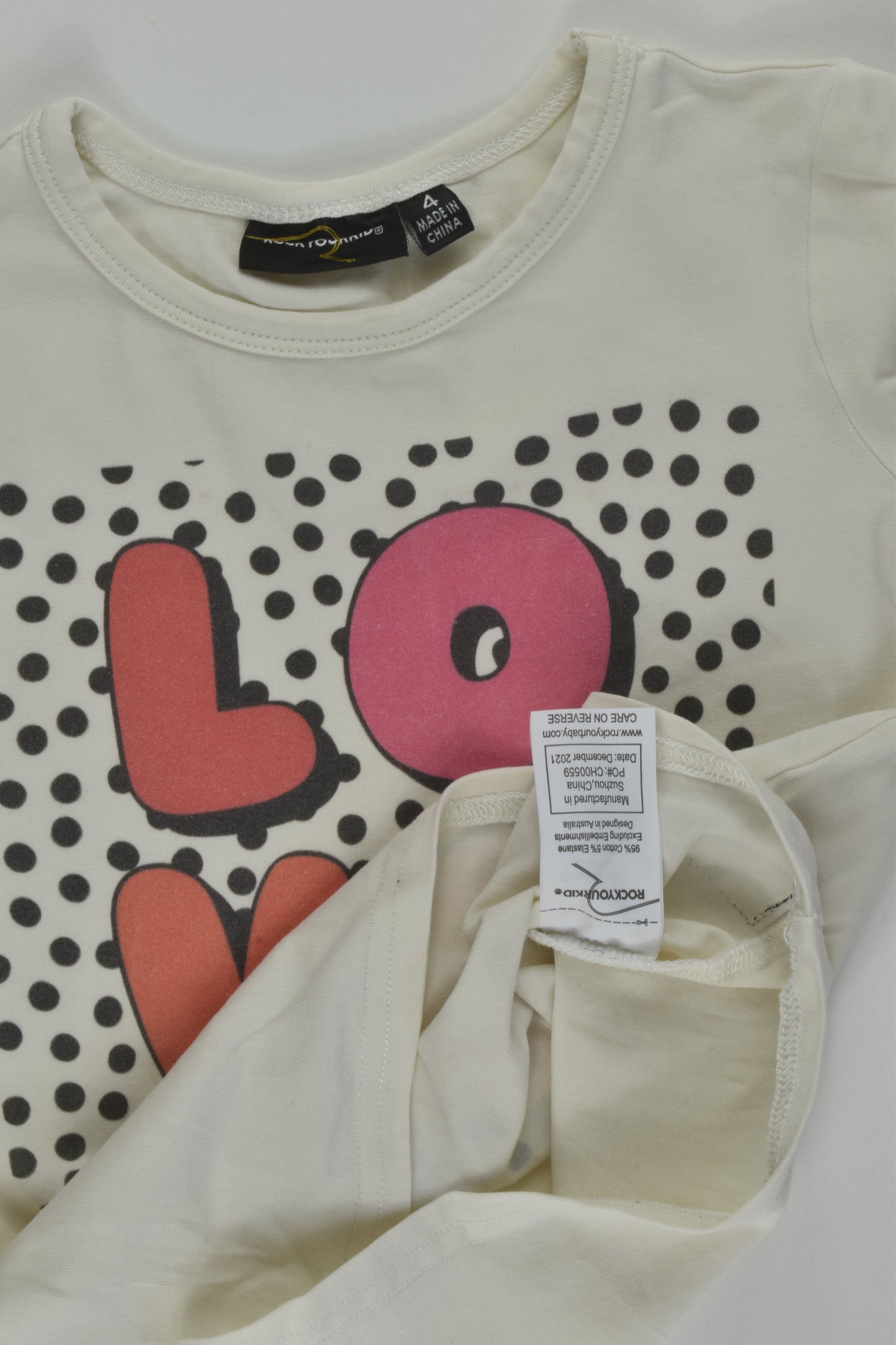 Rock Your Kid Size 4 'Love' Top