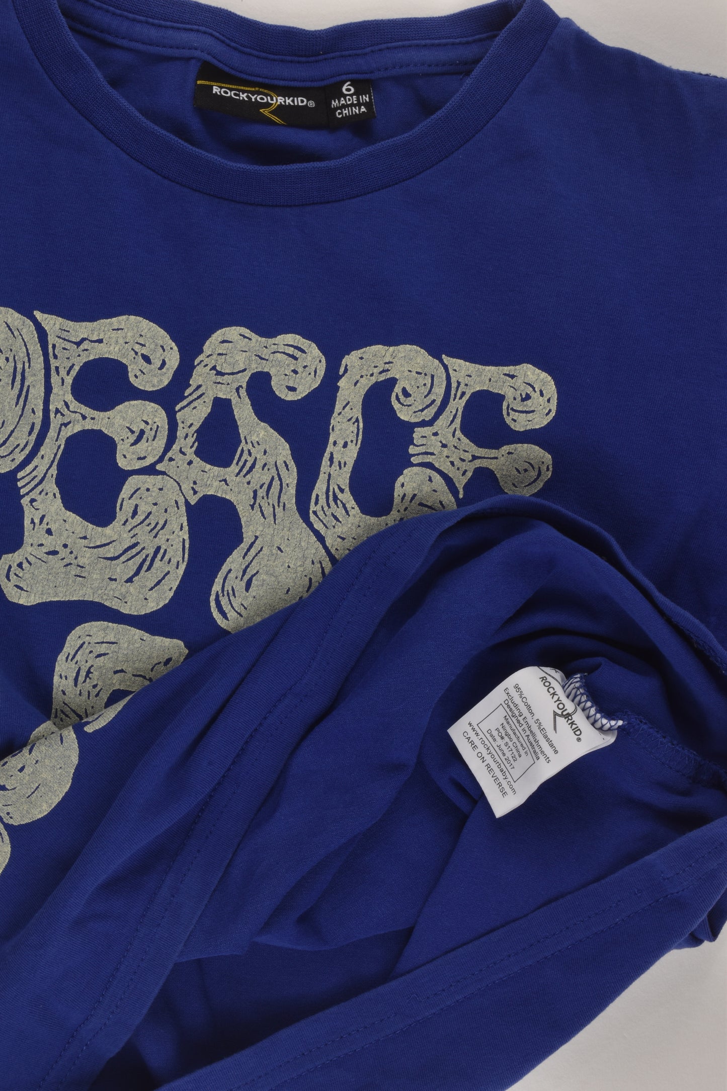 Rock Your Kid Size 6 'Peace Love Music' T-shirt