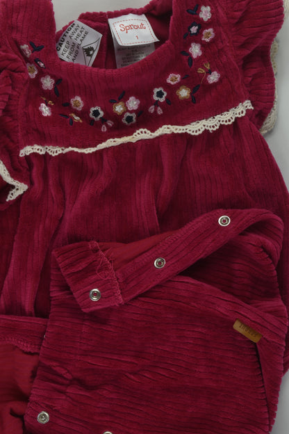 Sprout Size 1 Embroidery Velour Romper