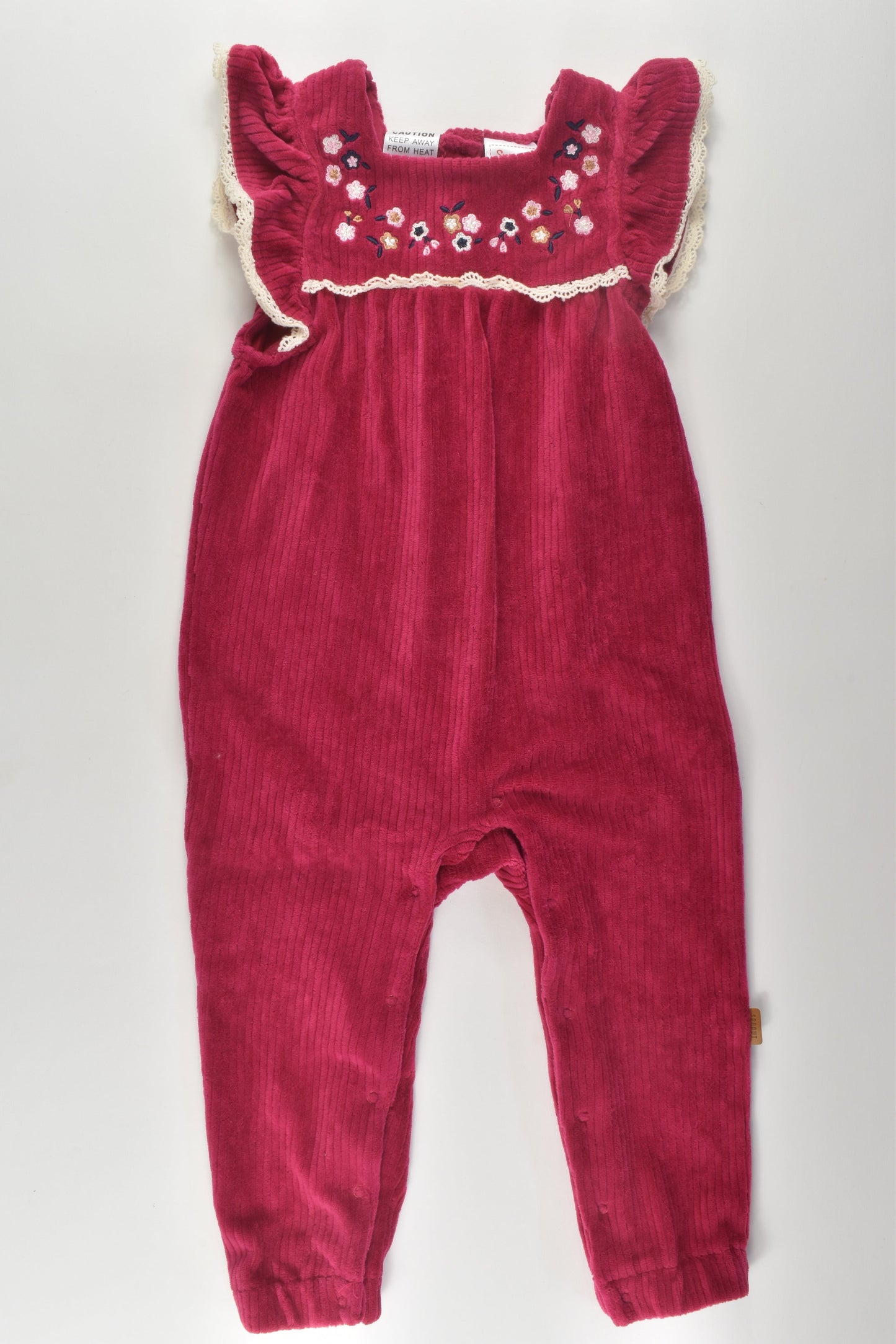 Sprout Size 1 Embroidery Velour Romper