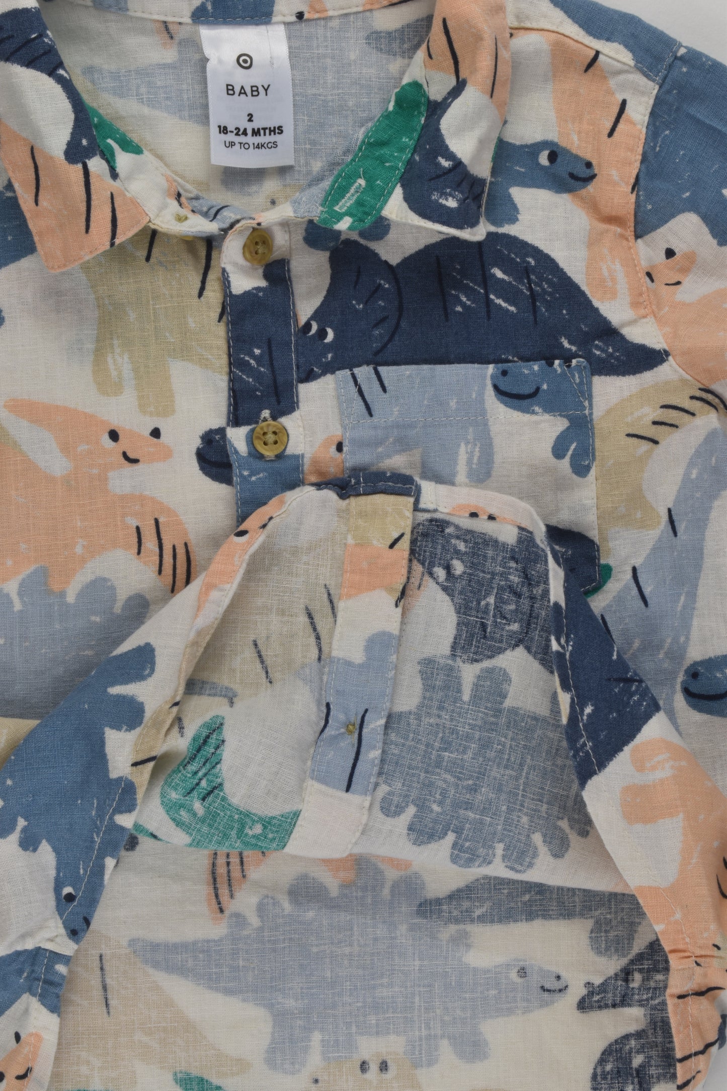 Target Size 2 Linen Blend Dinosaur Button-up Shirt