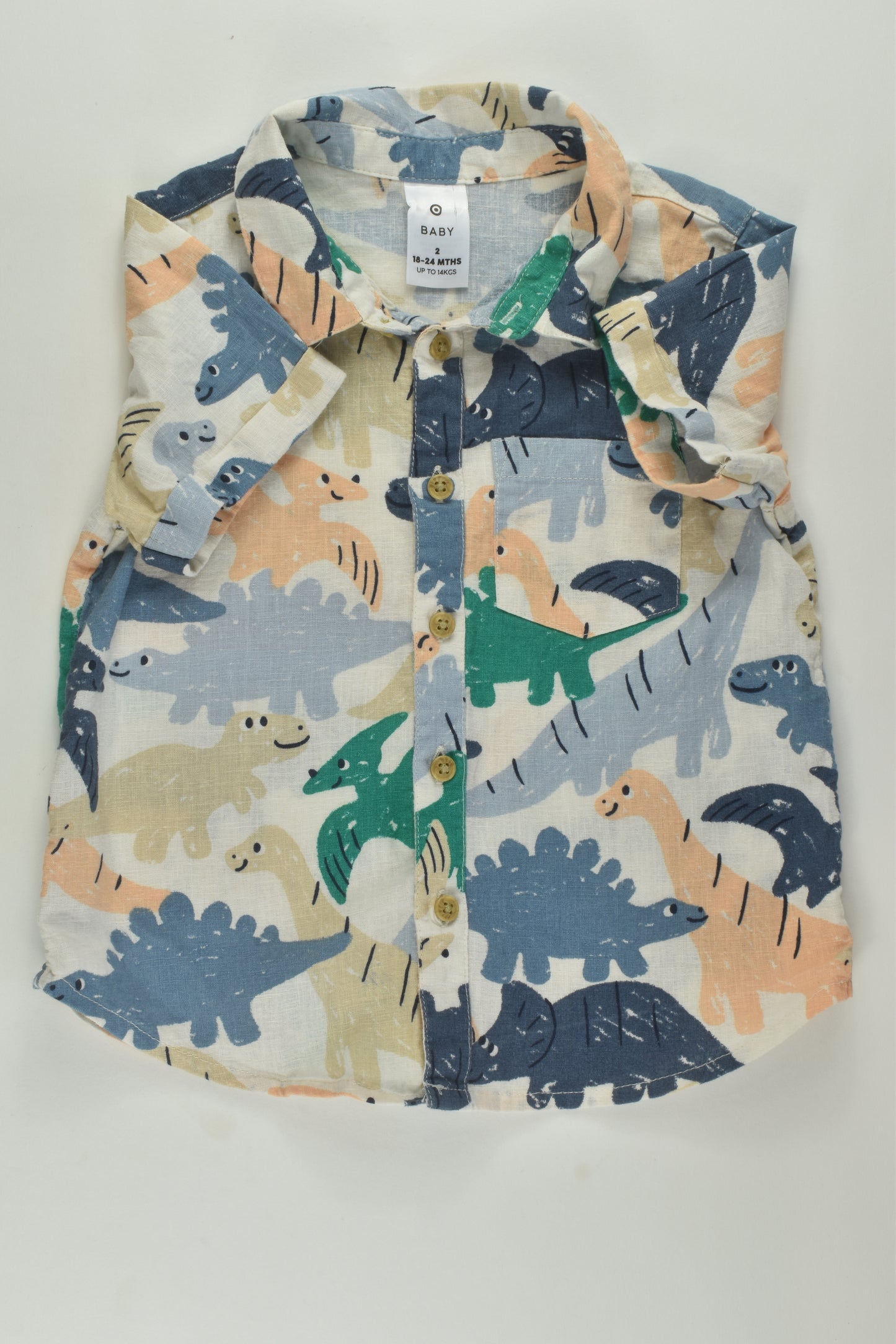 Target Size 2 Linen Blend Dinosaur Button-up Shirt