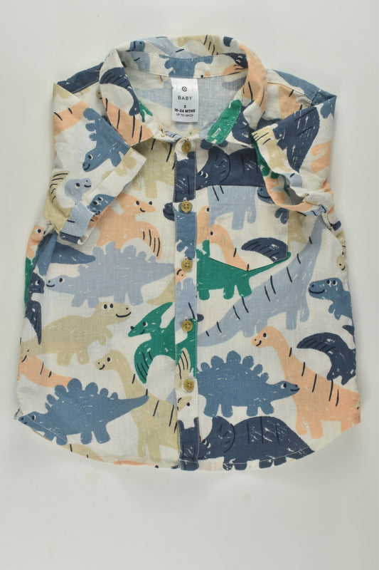 Target Size 2 Linen Blend Dinosaur Button-up Shirt