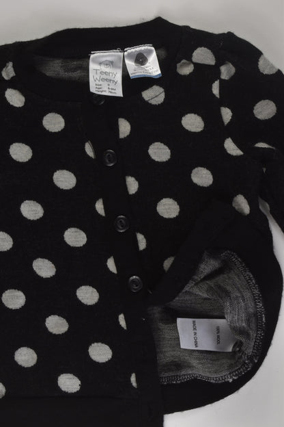 Teeny Weeny Size 0 Black Merino Wool Cardigan