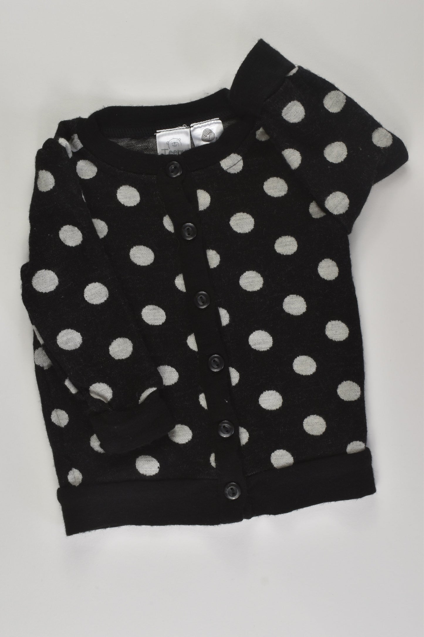 Teeny Weeny Size 0 Black Merino Wool Cardigan