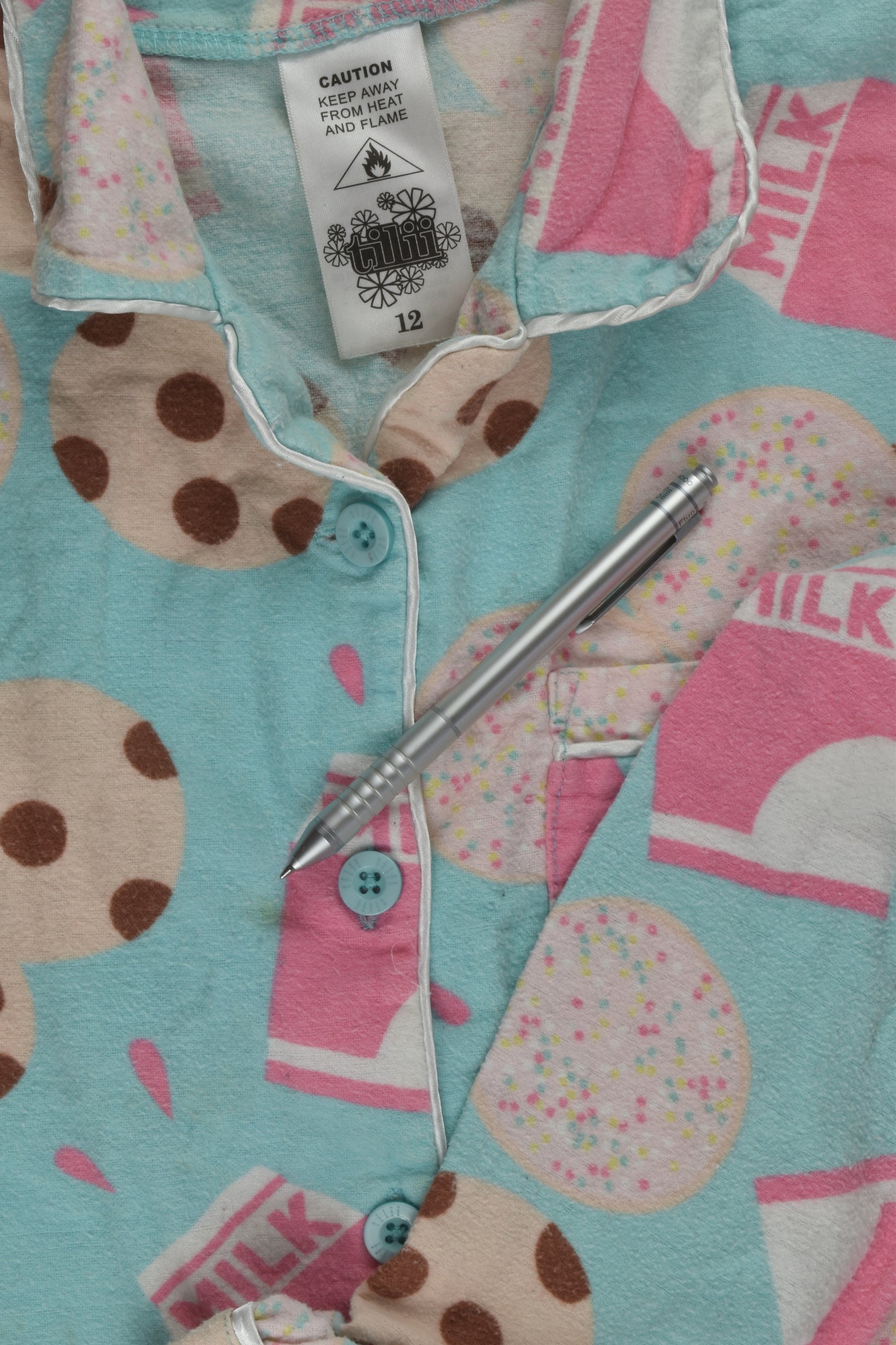 Tilii Size 12 'Cookies and Milk' Flannel Shirt