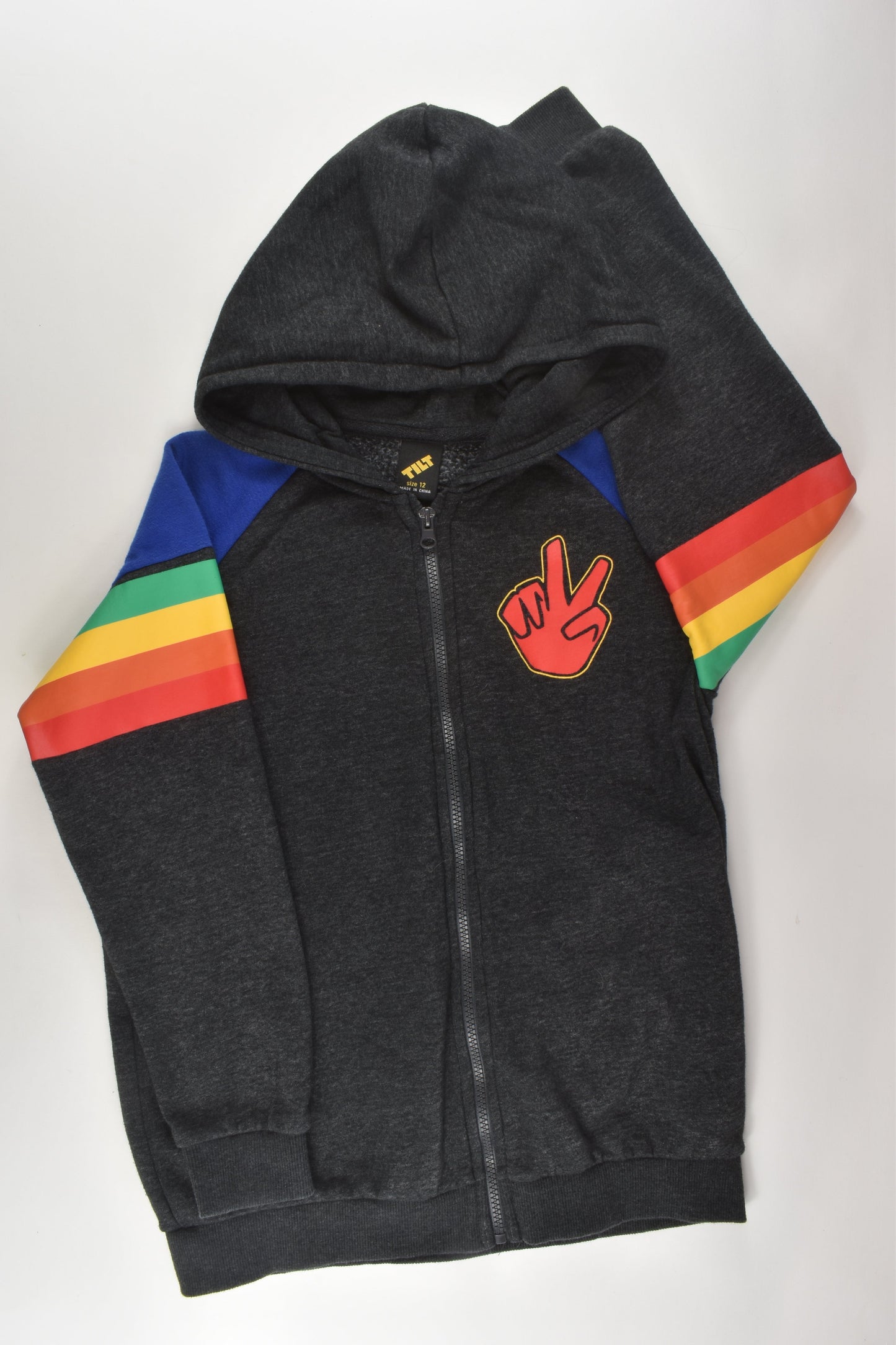 Tilt Size 12 Rainbow Stripe Zip Jumper