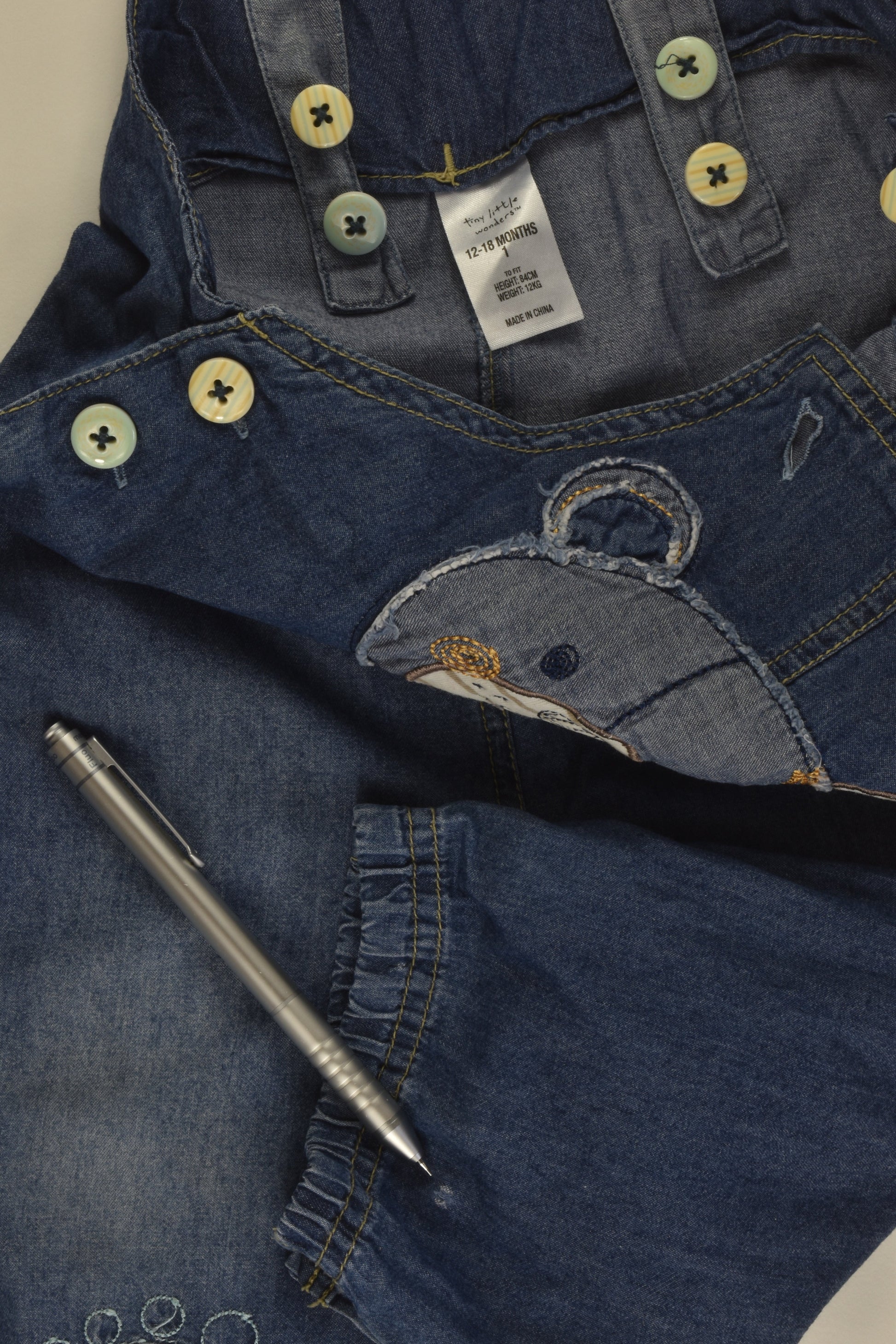 Tiny Little Wonders Lightweight Bear Denim Overalls