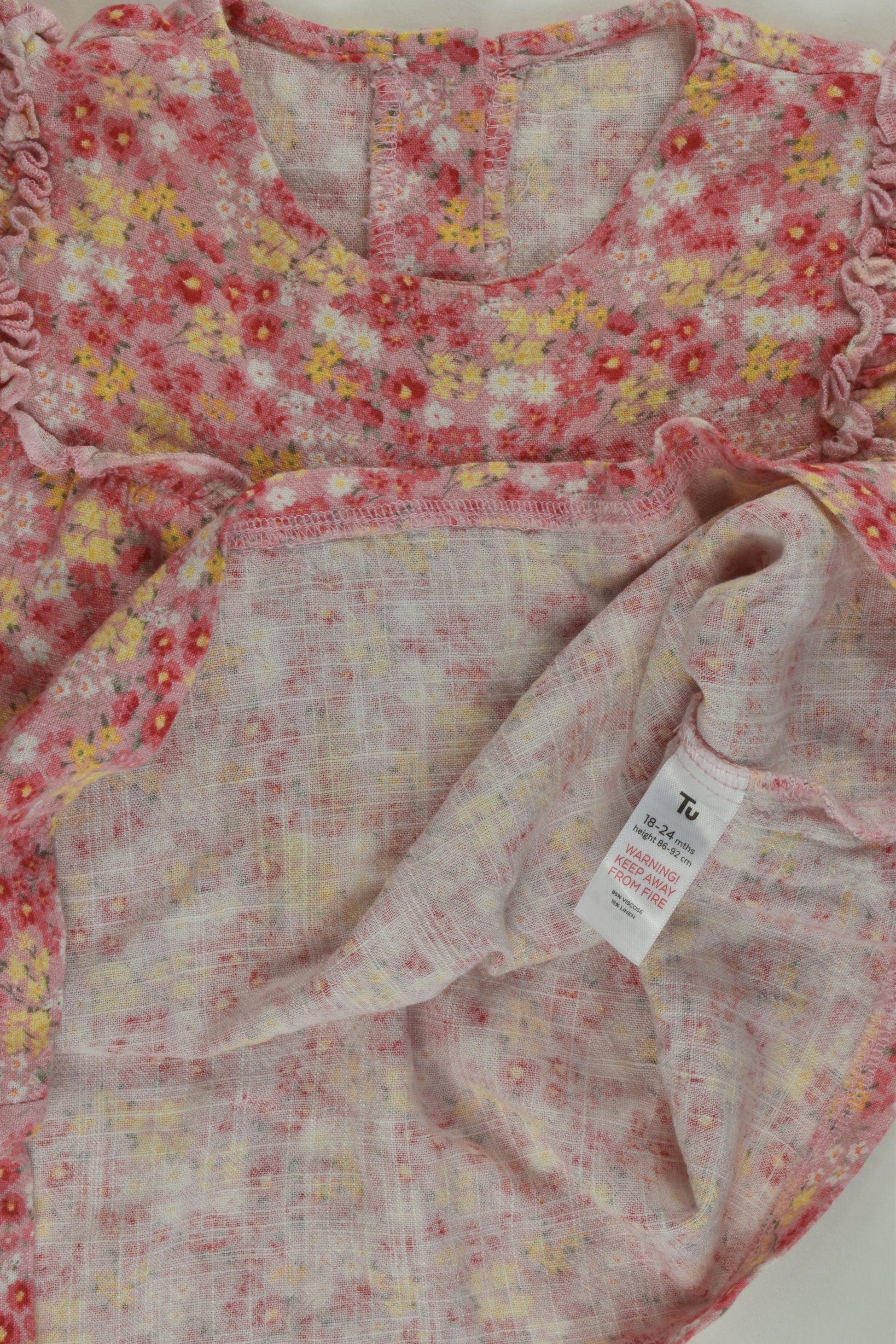 Tu Size 2 Linen Blend Floral Blouse