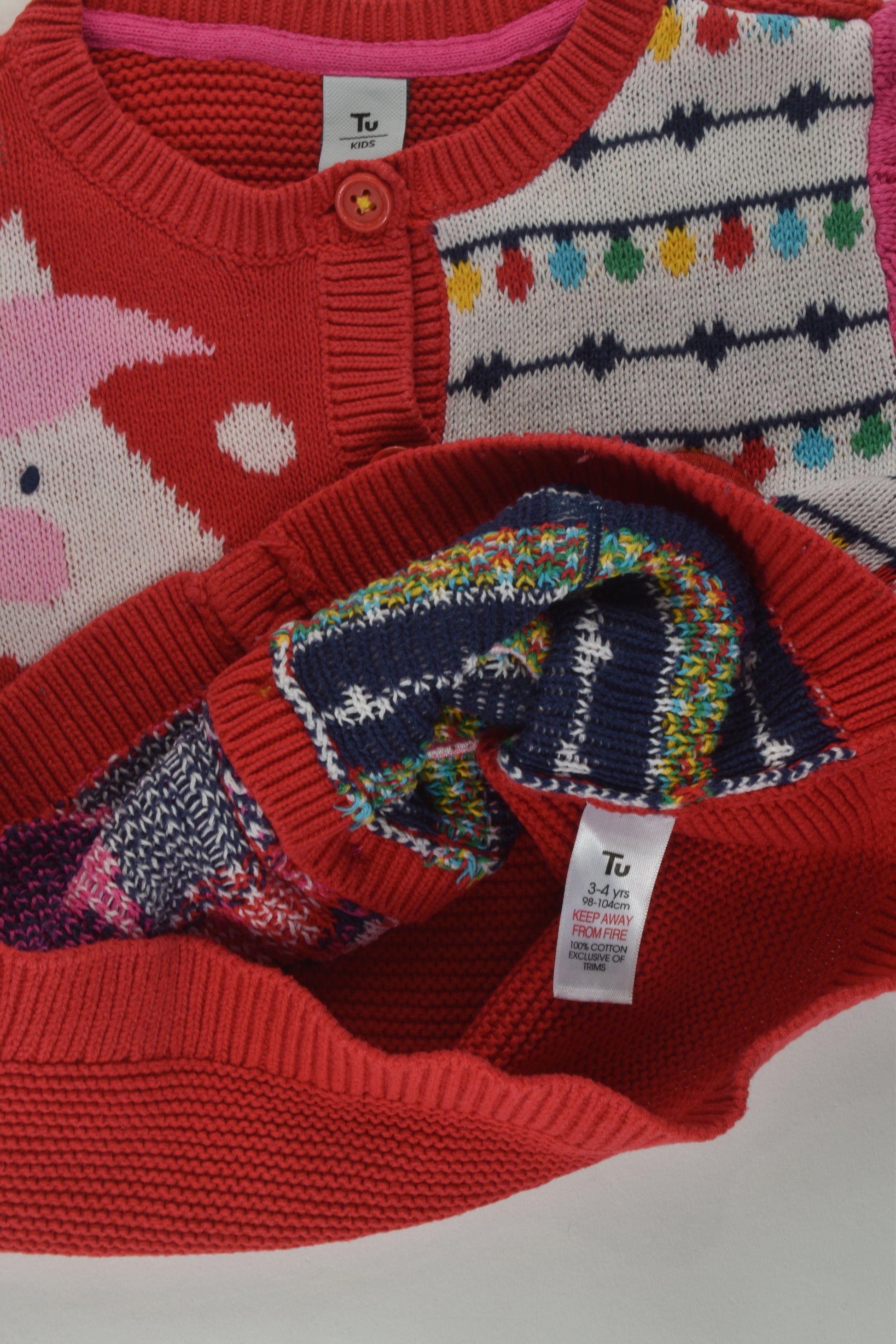 Tu Size 3-4 Christmas Knit Cardigan