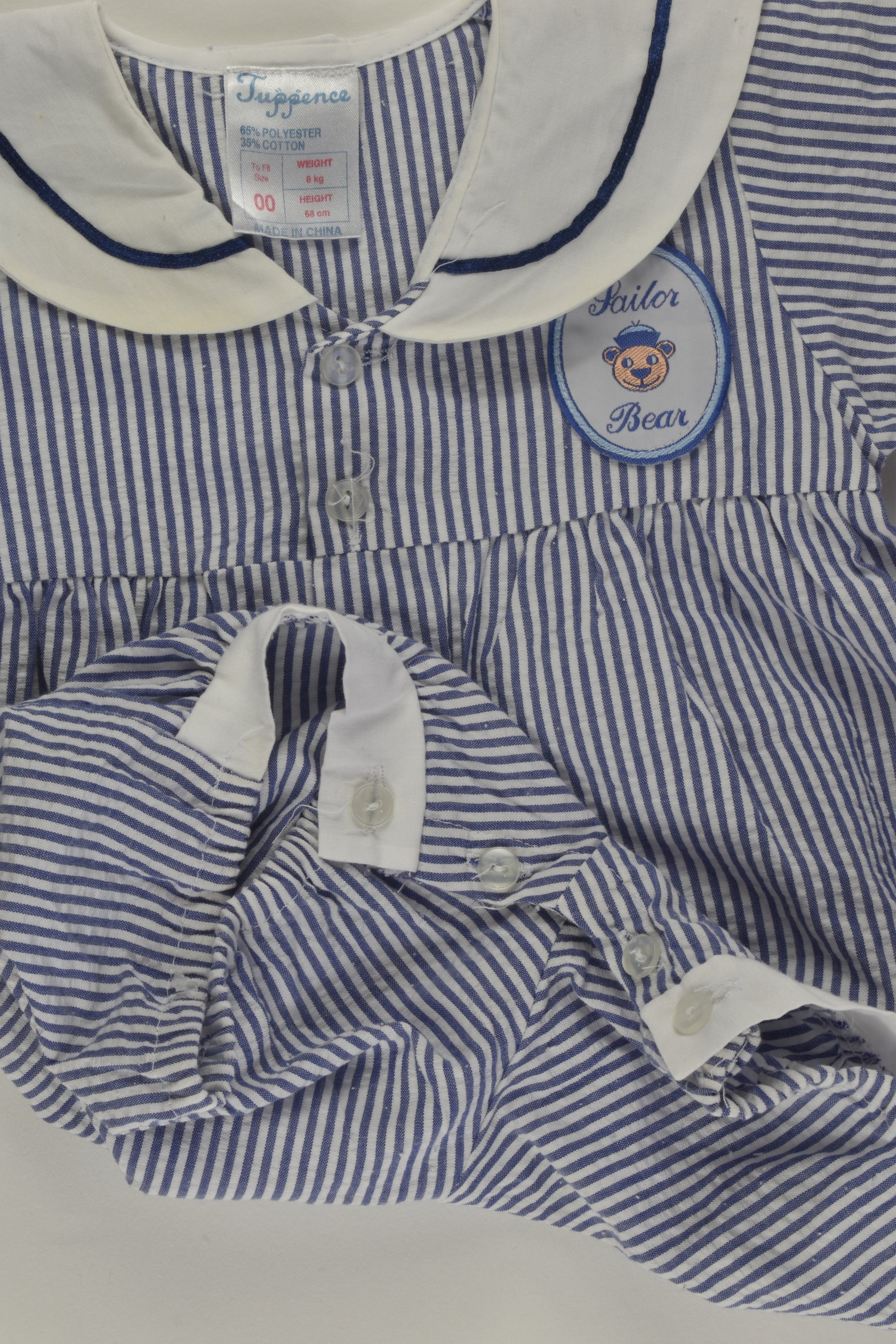 Tuppence Size 00 'Sailor Bear' Romper