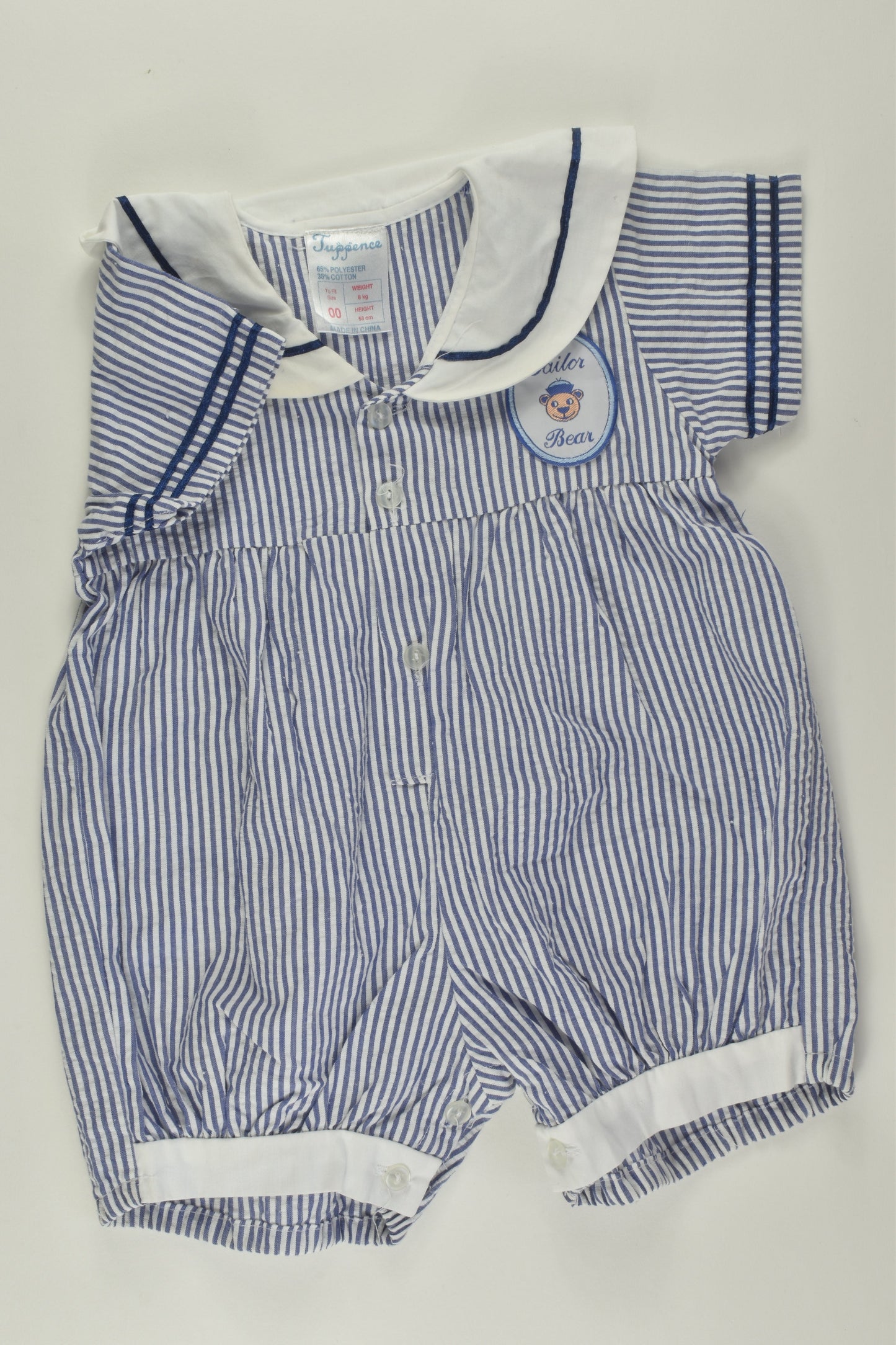 Tuppence Size 00 'Sailor Bear' Romper