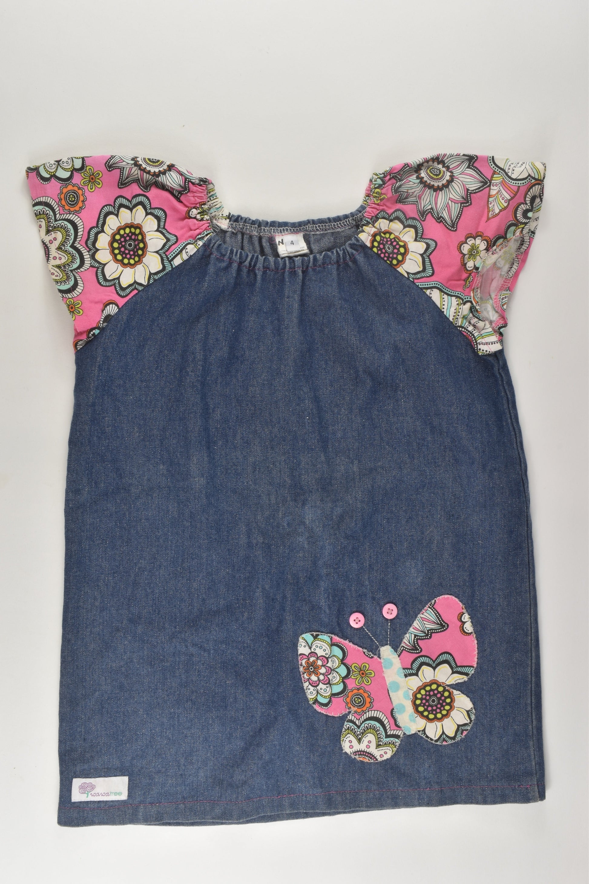 Wawa Tree Size 4 Handmade Denim Dress