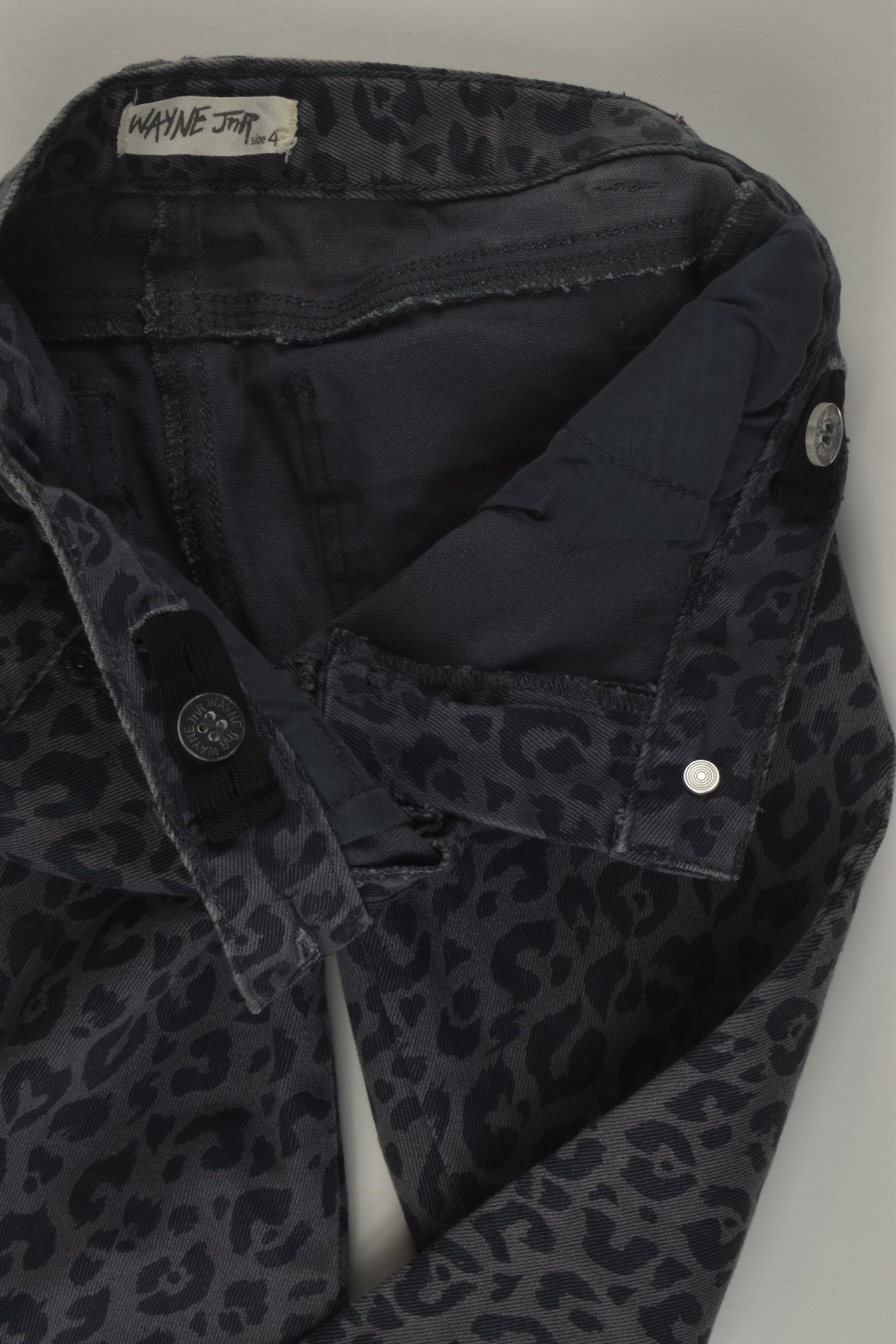 Wayne Jnr Size 4 Leopard Print Denim Pants