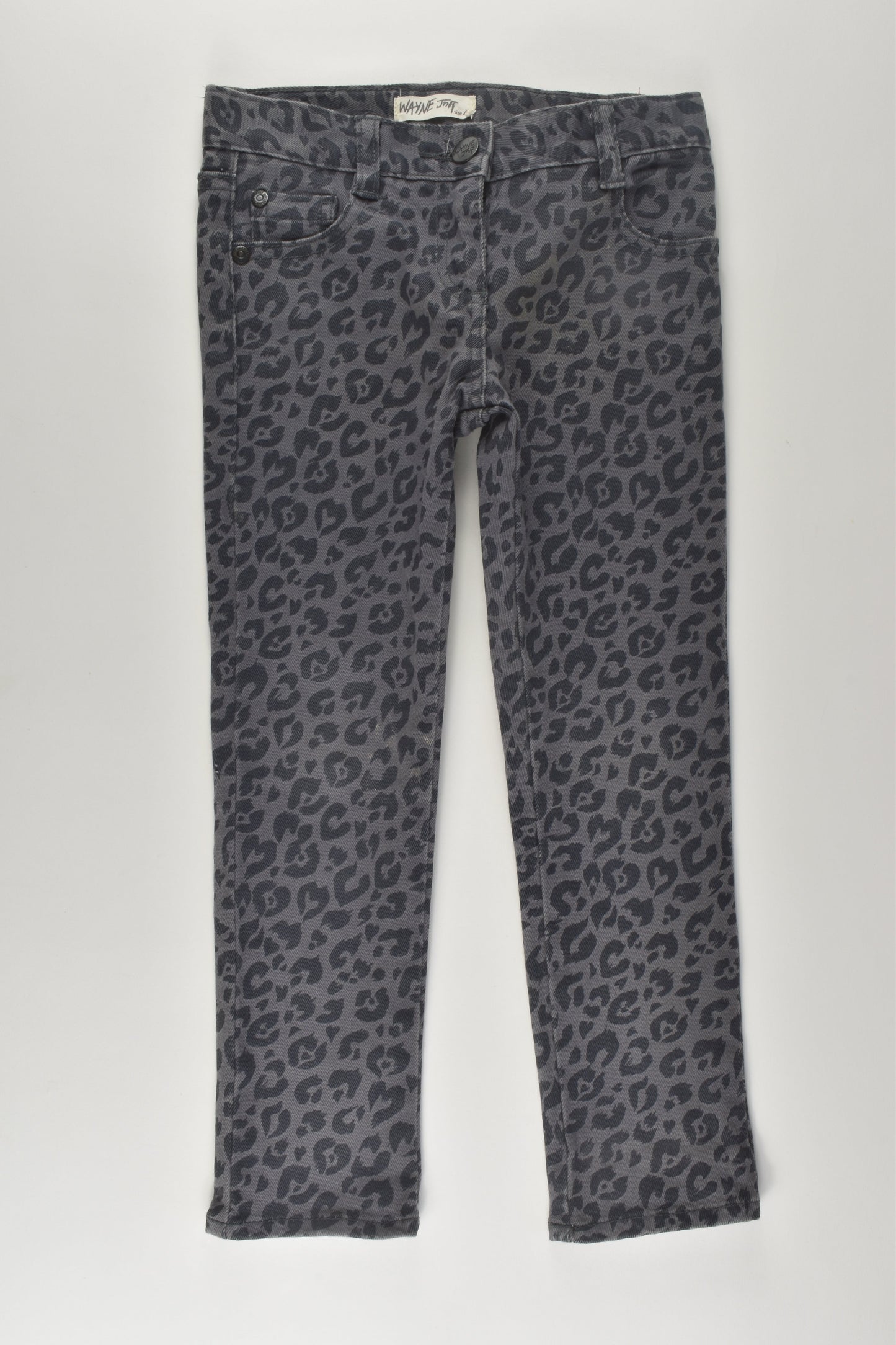 Wayne Jnr Size 4 Leopard Print Denim Pants