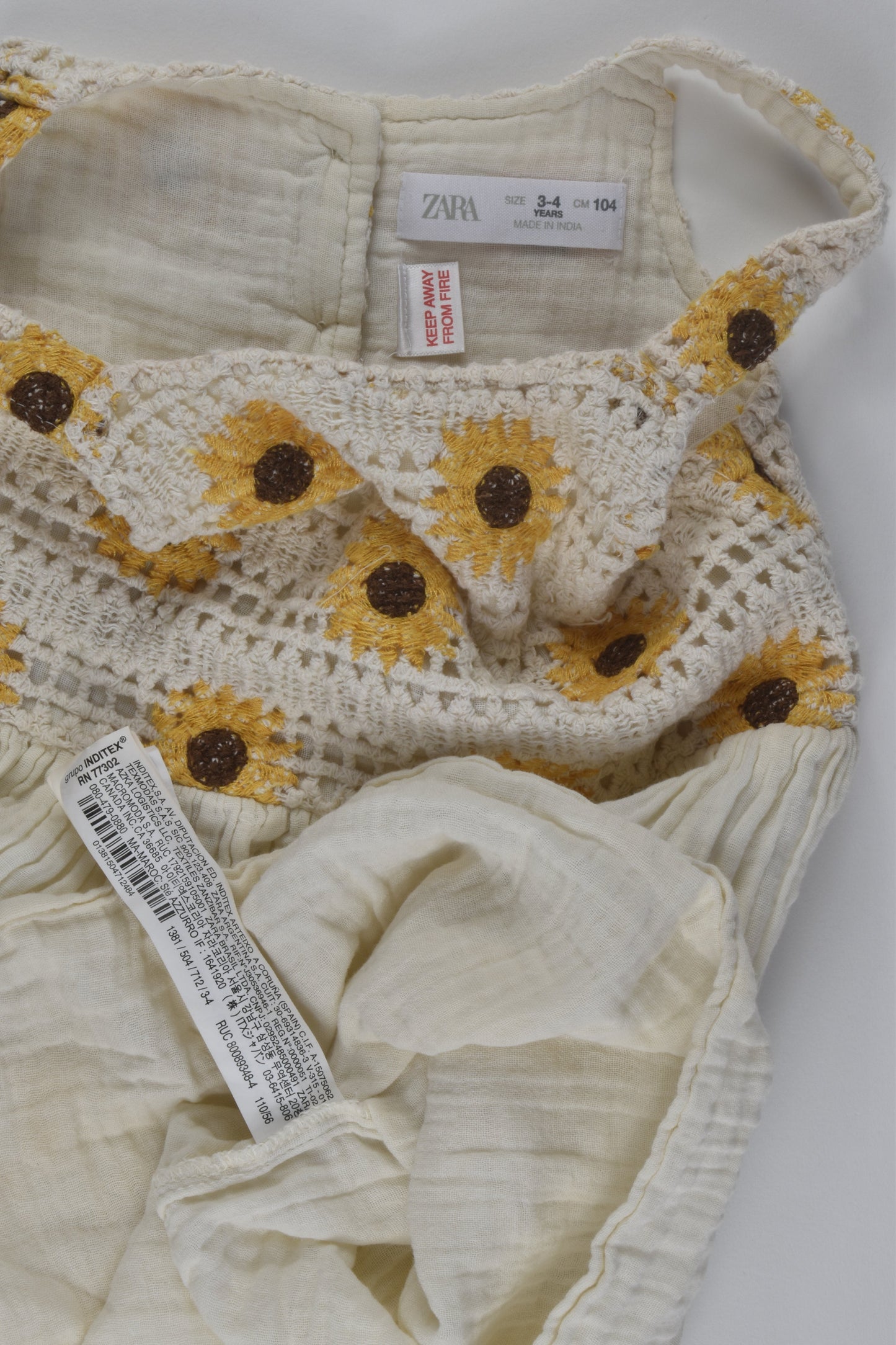 Zara Size 3-4 Sunflower Muslin Dress