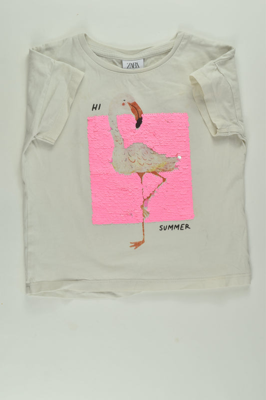 Zara Size 6 Flamingo Reversible Sequins T-shirt