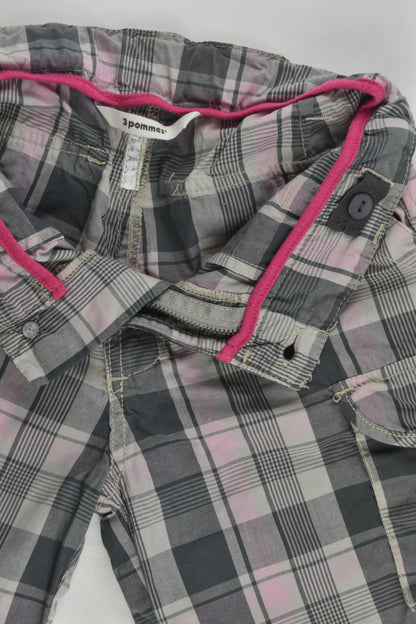 3 Pommes Size 6-7 Lightweight Checked Shorts