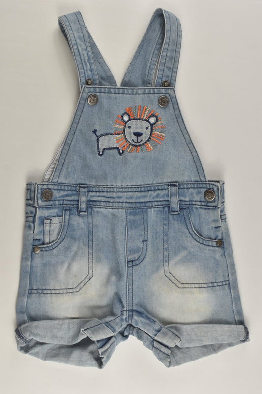 4 Baby by Baby Bunting Size 0 Lion Short Denim Overalls