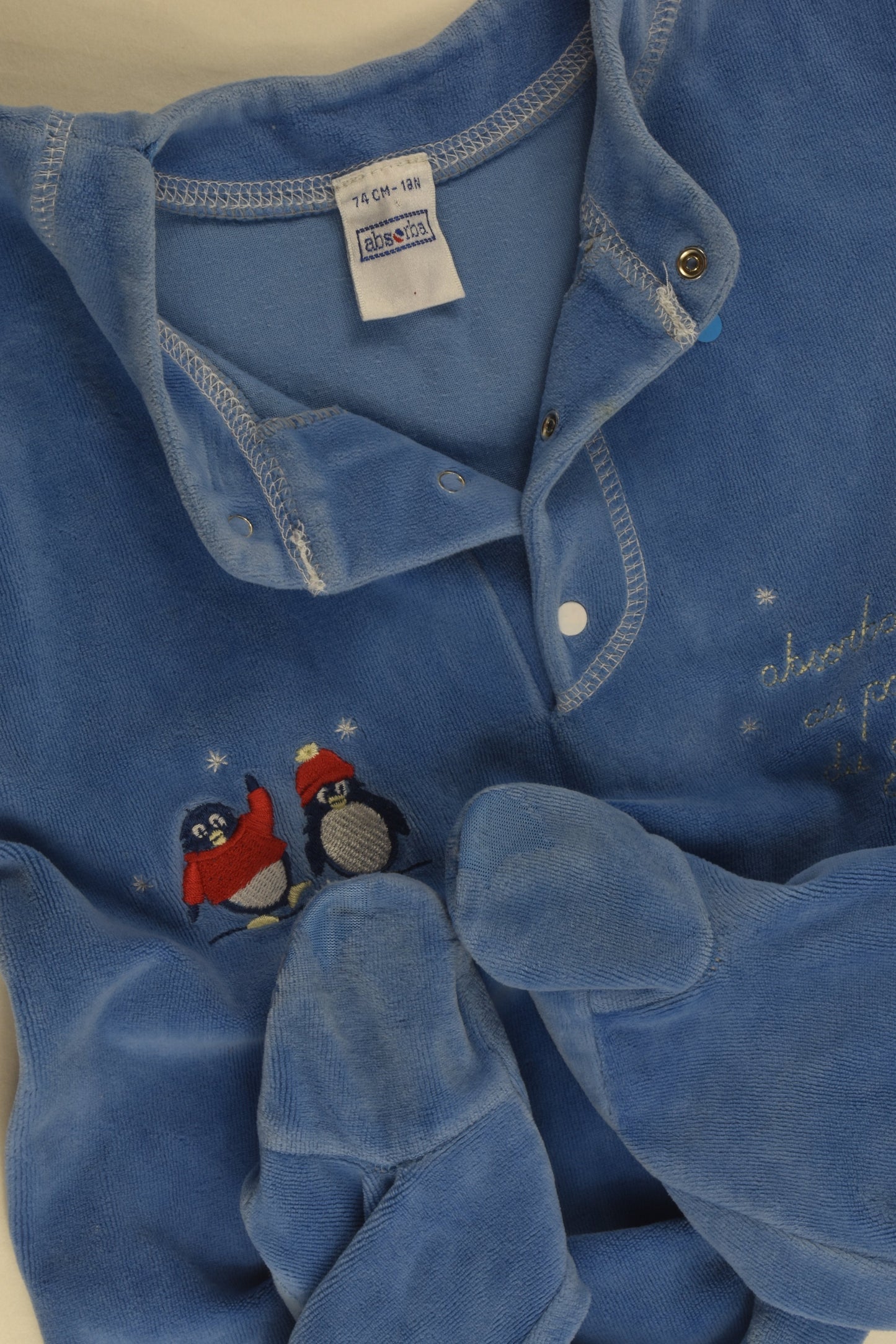Absorba Size 0 (74 cm) Penguin Velour Romper