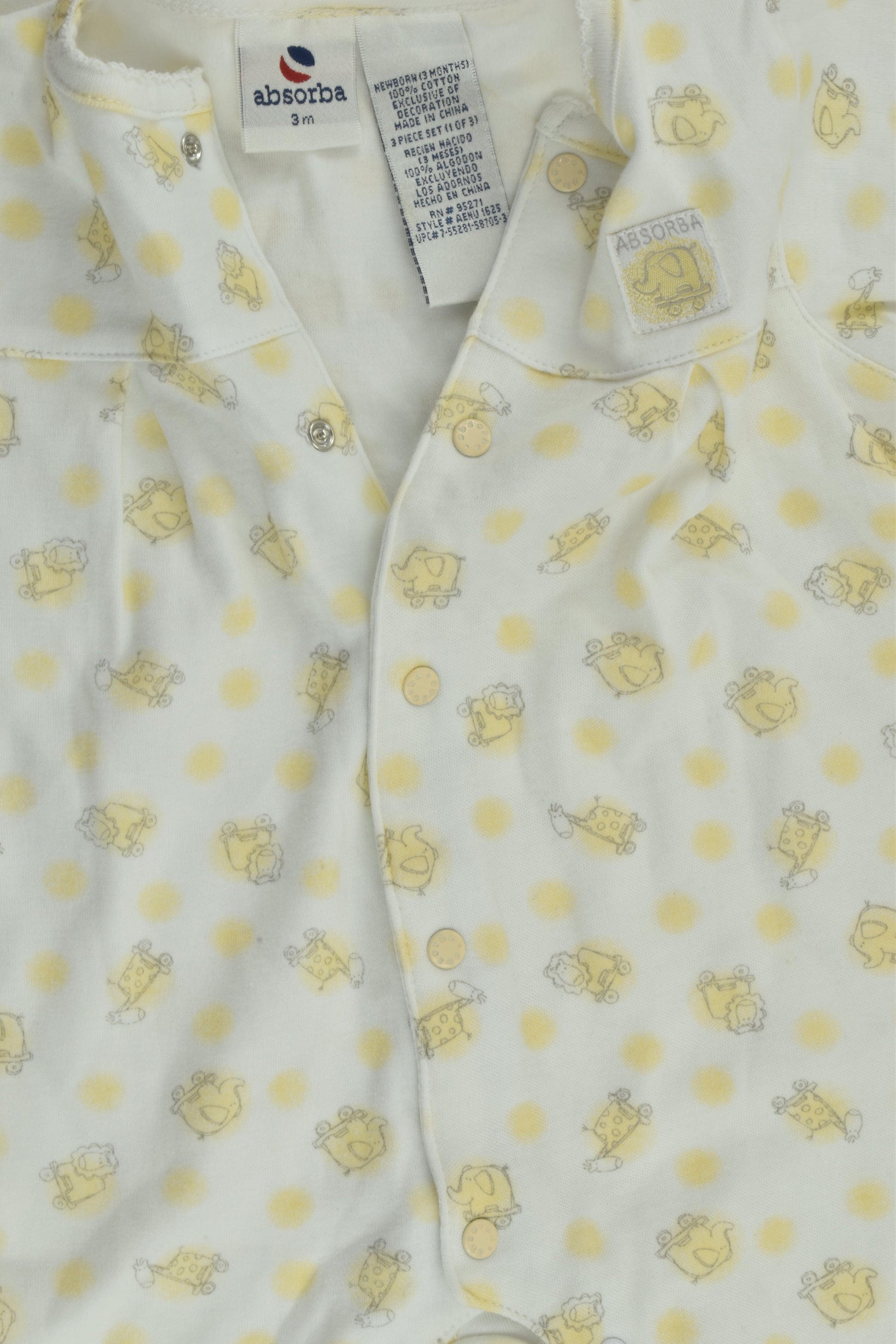 Absorba Size 000 (3 months) Footed Romper