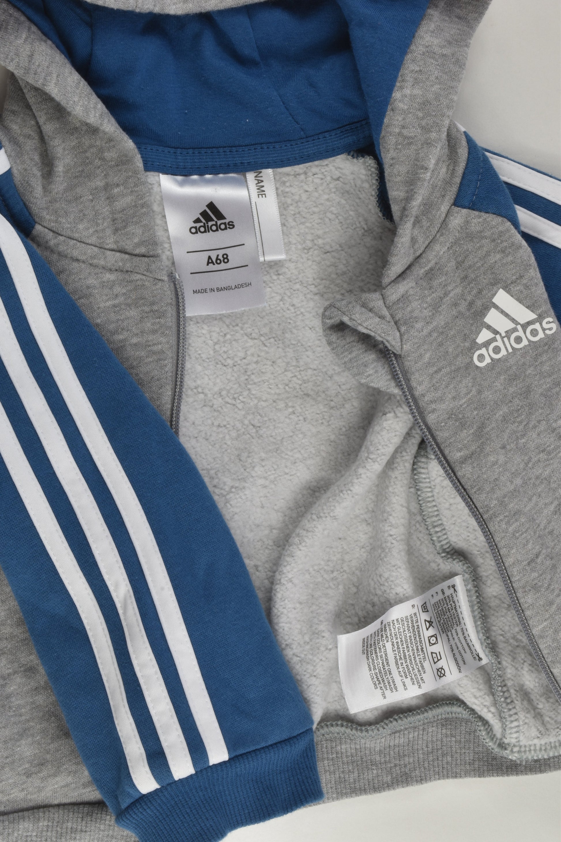 Adidas Size 00 (68 cm) Hooded Zip Jumper