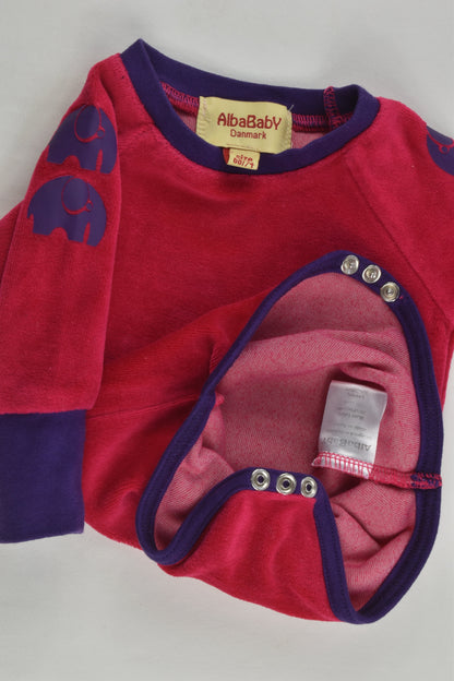 Alba Baby (Alba of Denmark) Size 00/0 (68/74 cm) Velour Bodysuit with Elephant Details