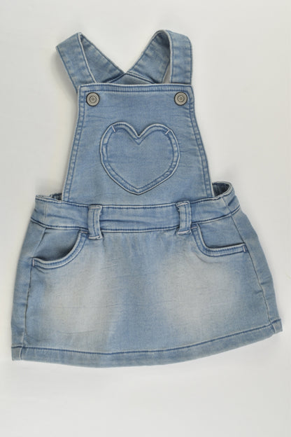 Anko Baby Size 00 Stretchy Denim-like Love Heart Pocket Dress