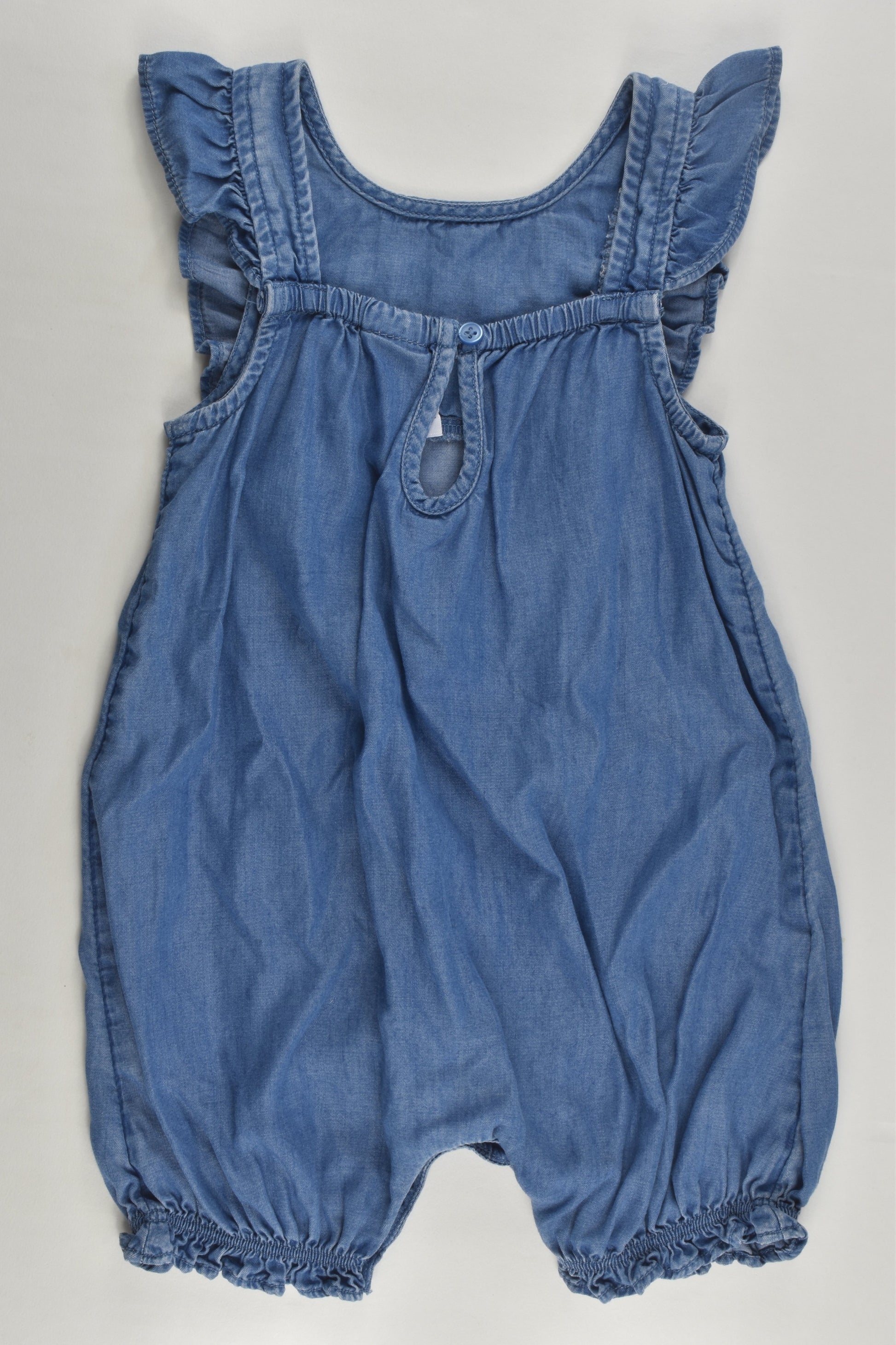 Anko Size 0 Lightweight Denim Playsuit with Floral Embroidery