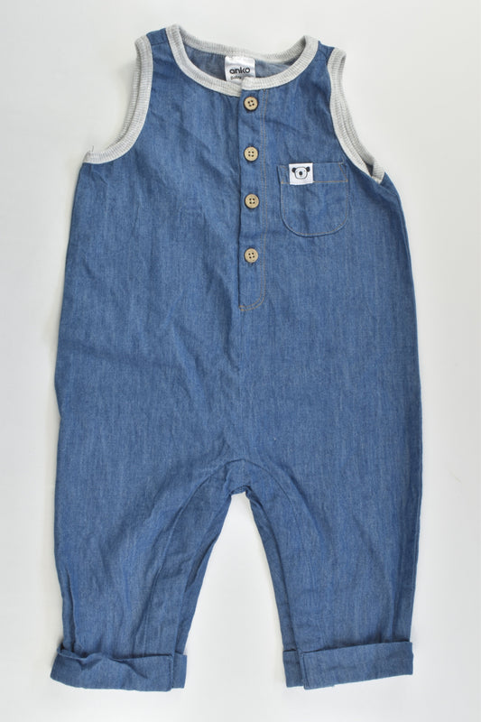 Anko Size 00 (3-6 months) Koala Lightweight Denim Overalls