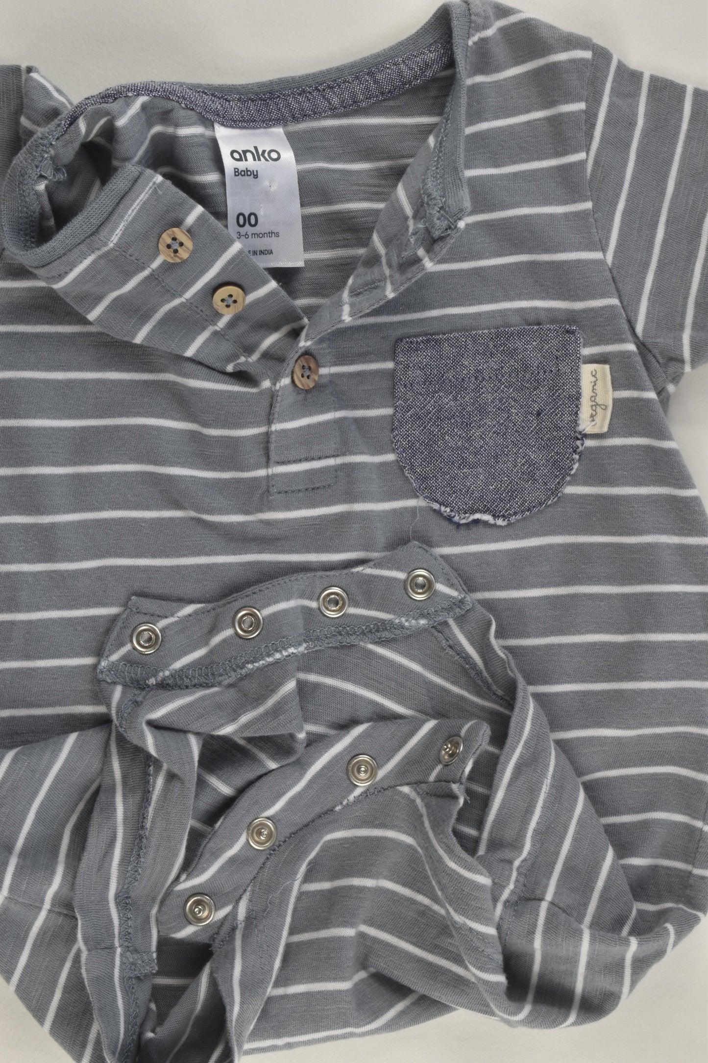 Anko Size 00 Striped Organic Short Romper