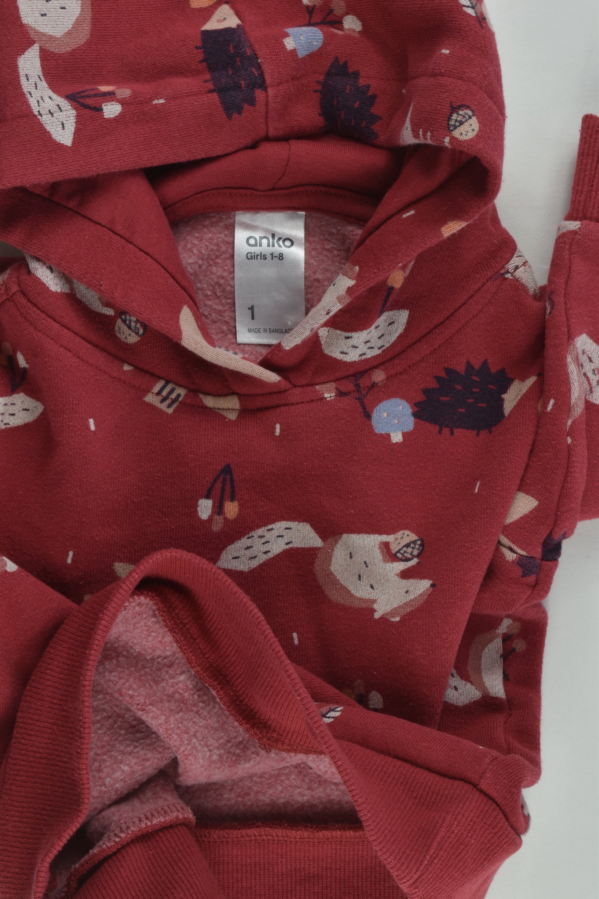 Anko Size 1 Forest Animals Hooded Jumper