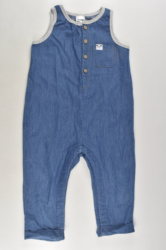 Anko Size 1 Koala Lightweight Denim Overalls