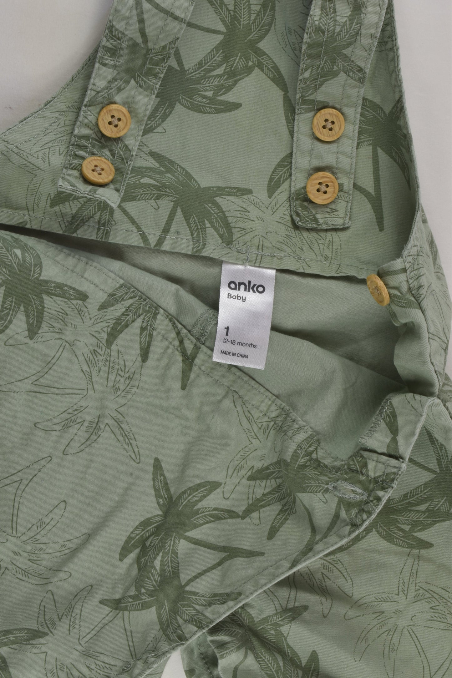 Anko Size 1 Palm Trees Short Overalls
