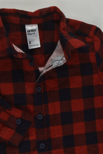 Anko Size 2 Casual Checked Winter Shirt