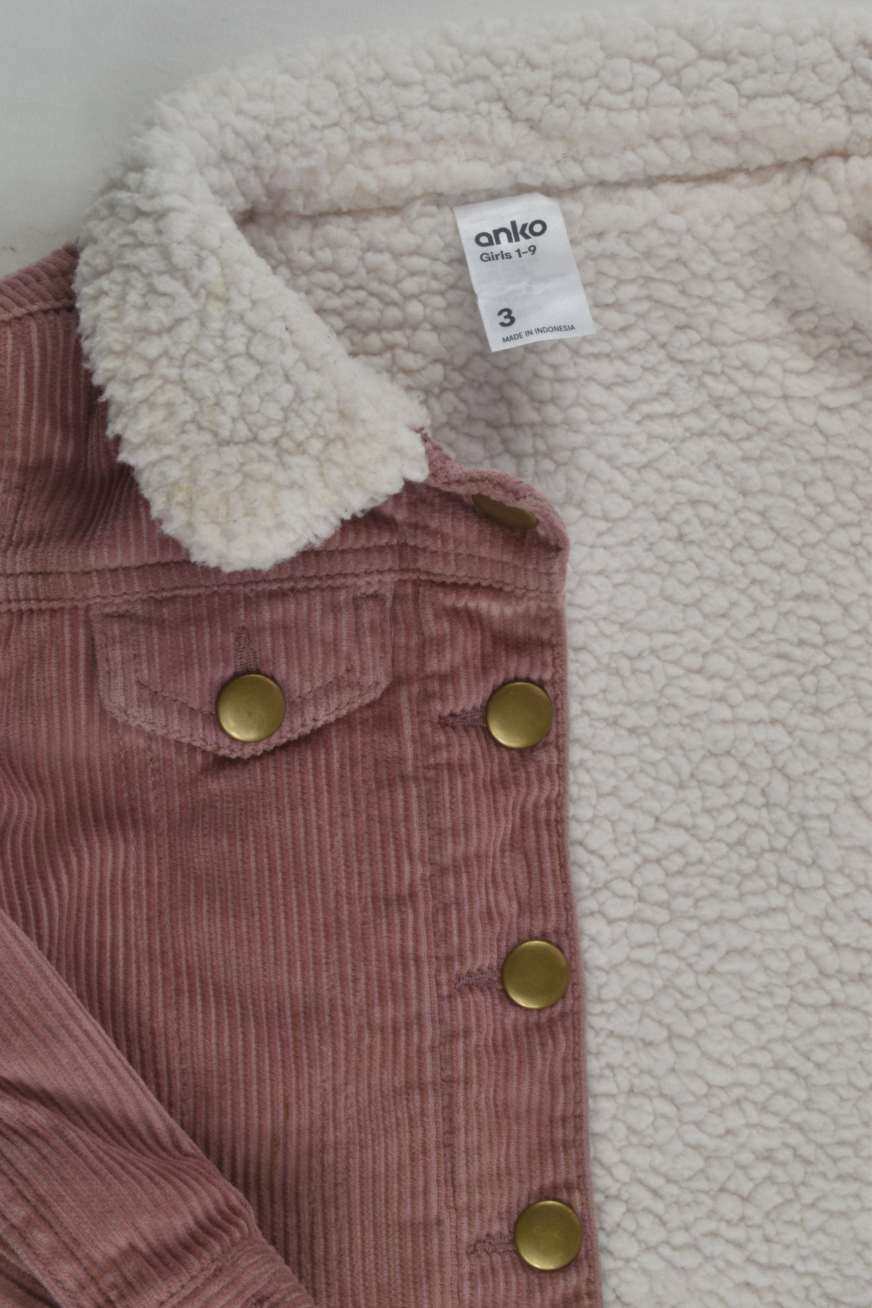 Anko Size 3 Sherpa Cord Jacket MiniMe Preloved Baby and Kids