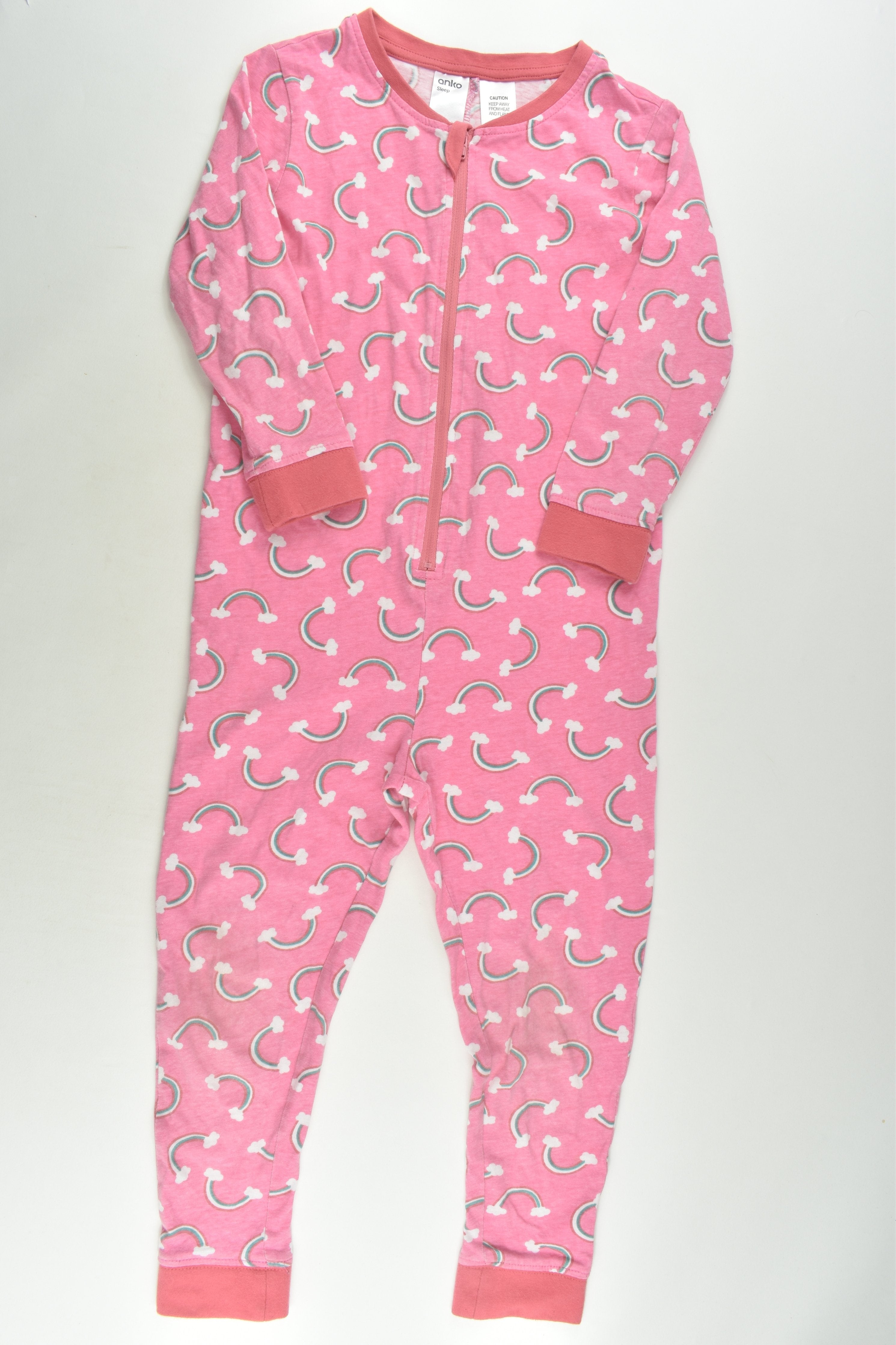 Anko Size 4 Rainbows One Piece Pyjamas MiniMe Preloved Baby