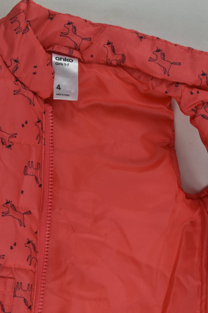 Anko Size 4 Unicorn Puffer Vest