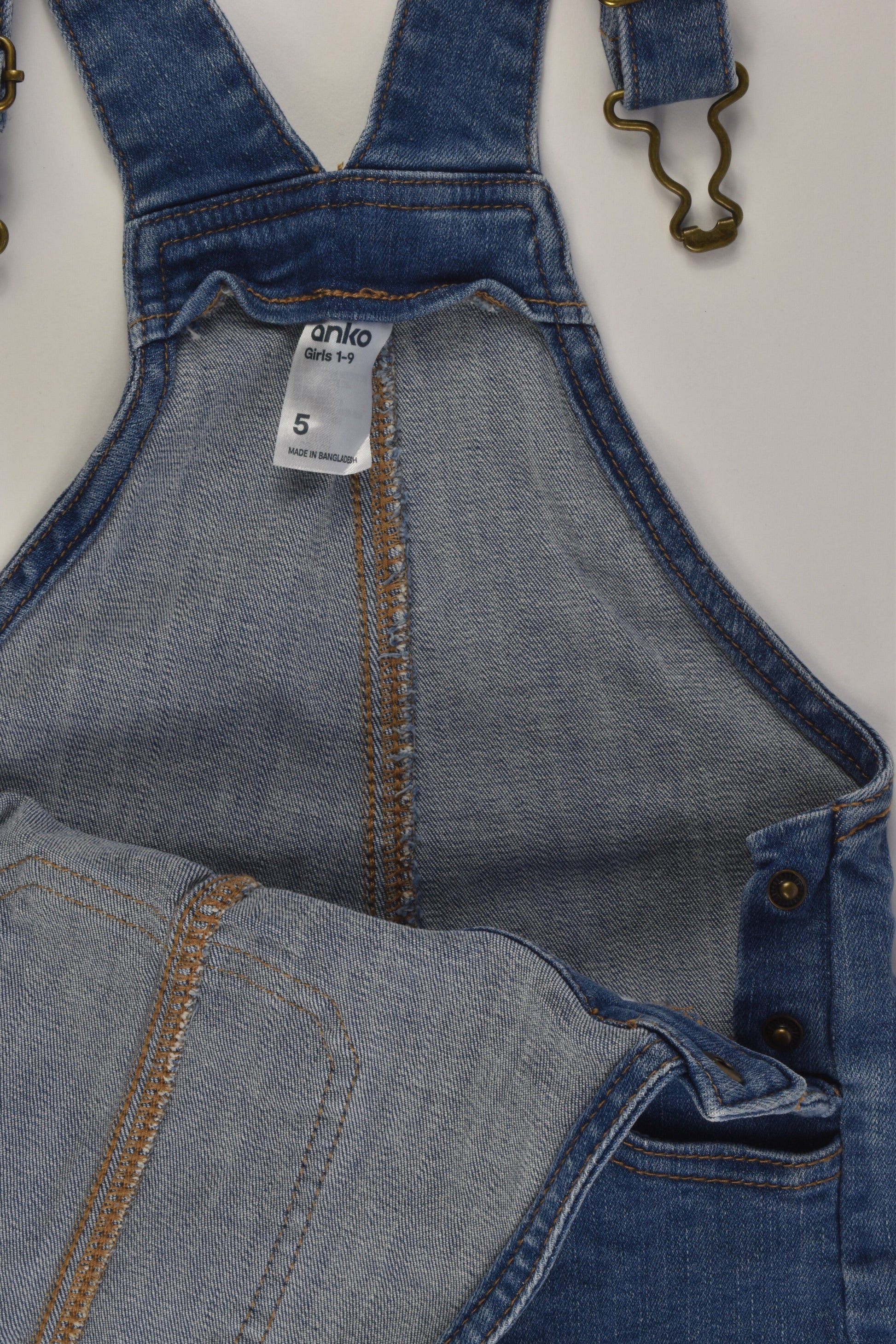 Anko Size 5 Short Stretchy Denim Overalls