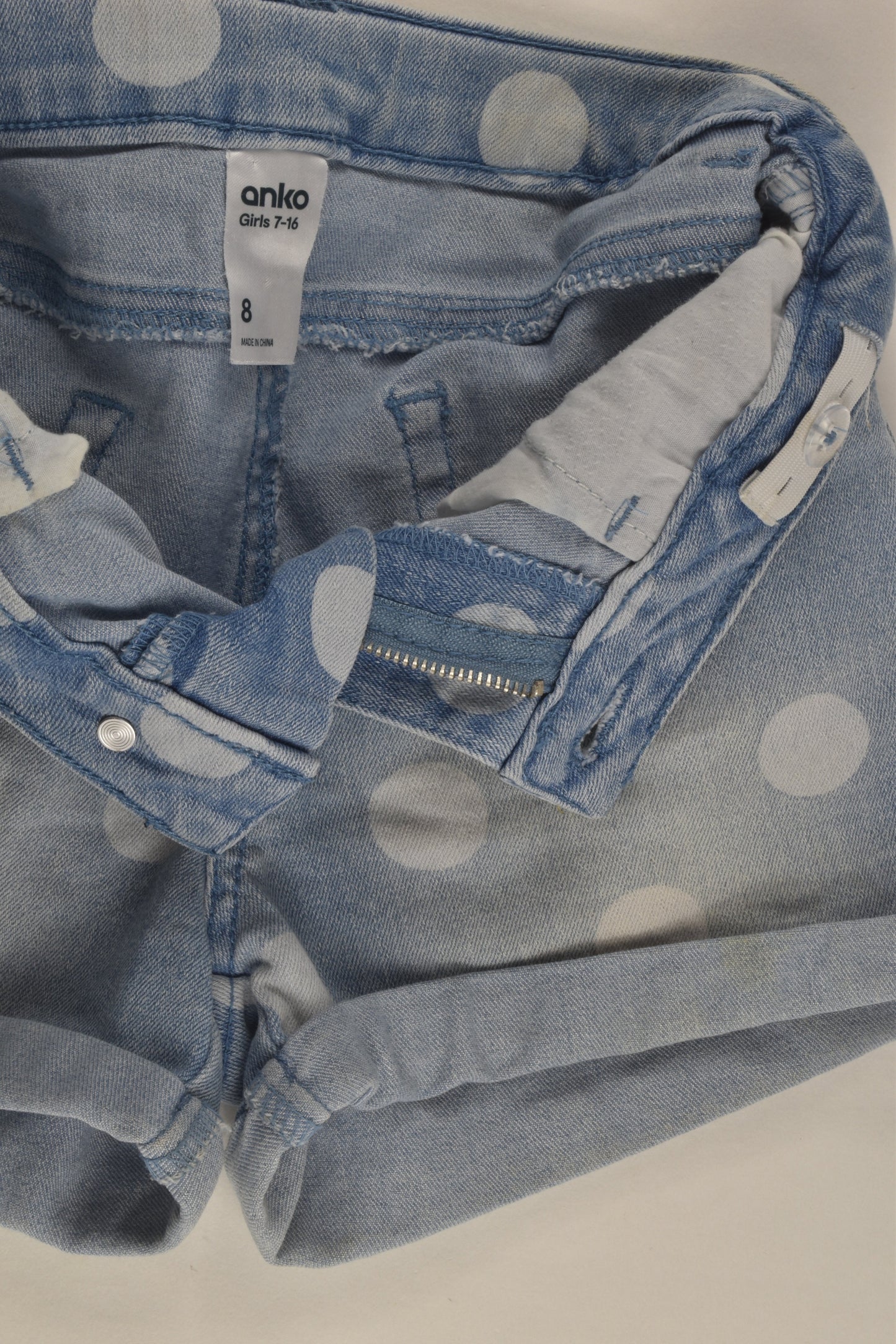 Anko Size 8 Polka Dots Denim Shorts